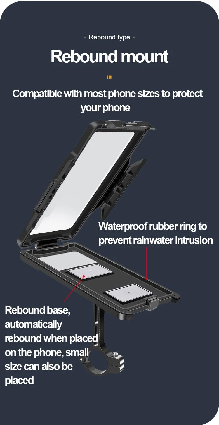 GUB Plus 16 Waterproof Bike Phone Mount - Full Sealed Touchscreen Phone Case Holder for Cycling, Motorcycle, GPS Navigation - Black (Ideal for Outdoor Sports, Commuting & Adventure Rides)