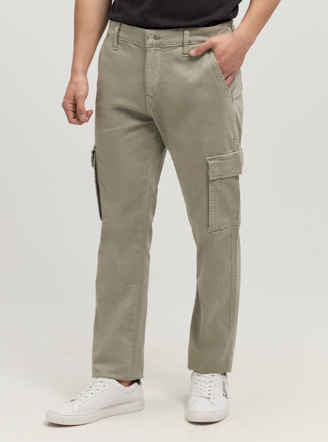 Khaki Sateen Coated Cargo Pants for Men - Water-Resistant Tactical Work Pants with Multiple Pockets - Perfect for Outdoor Adventures, Hiking & Casual Wear
