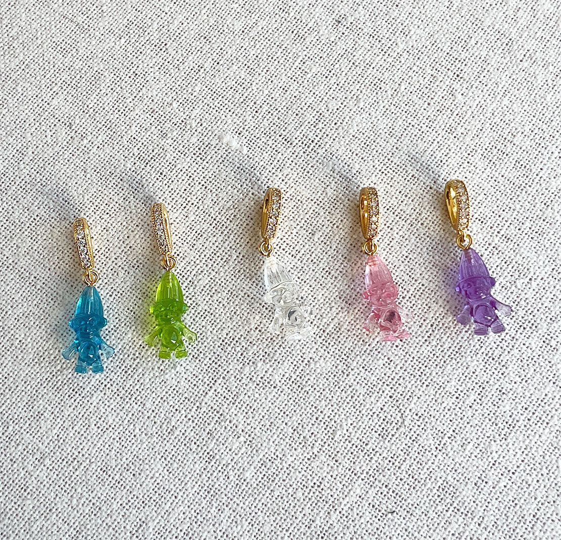 Norwegian Lucky Troll Translucent Pendant with Pave Gold Connector - Perfect for Necklaces, Bracelets & Gift Giving