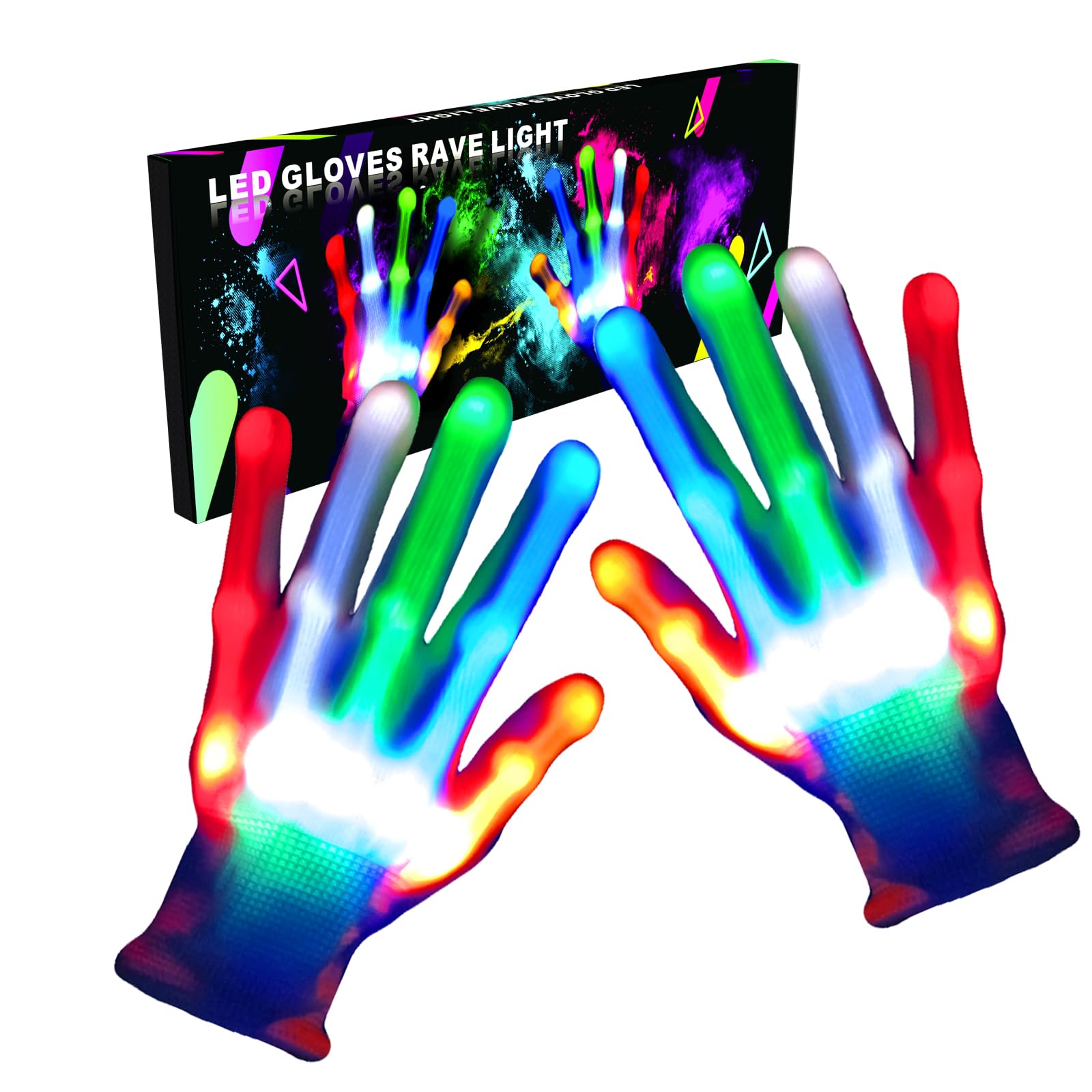 LED Light Up Gloves for Kids Ages 7-13 - Cool Rave Party Toys for Boys & Girls - Perfect for Halloween, Christmas, Birthday Gifts & Carnival Events - Fun Glow Accessories for Dance Parties, Concerts & Nighttime Play