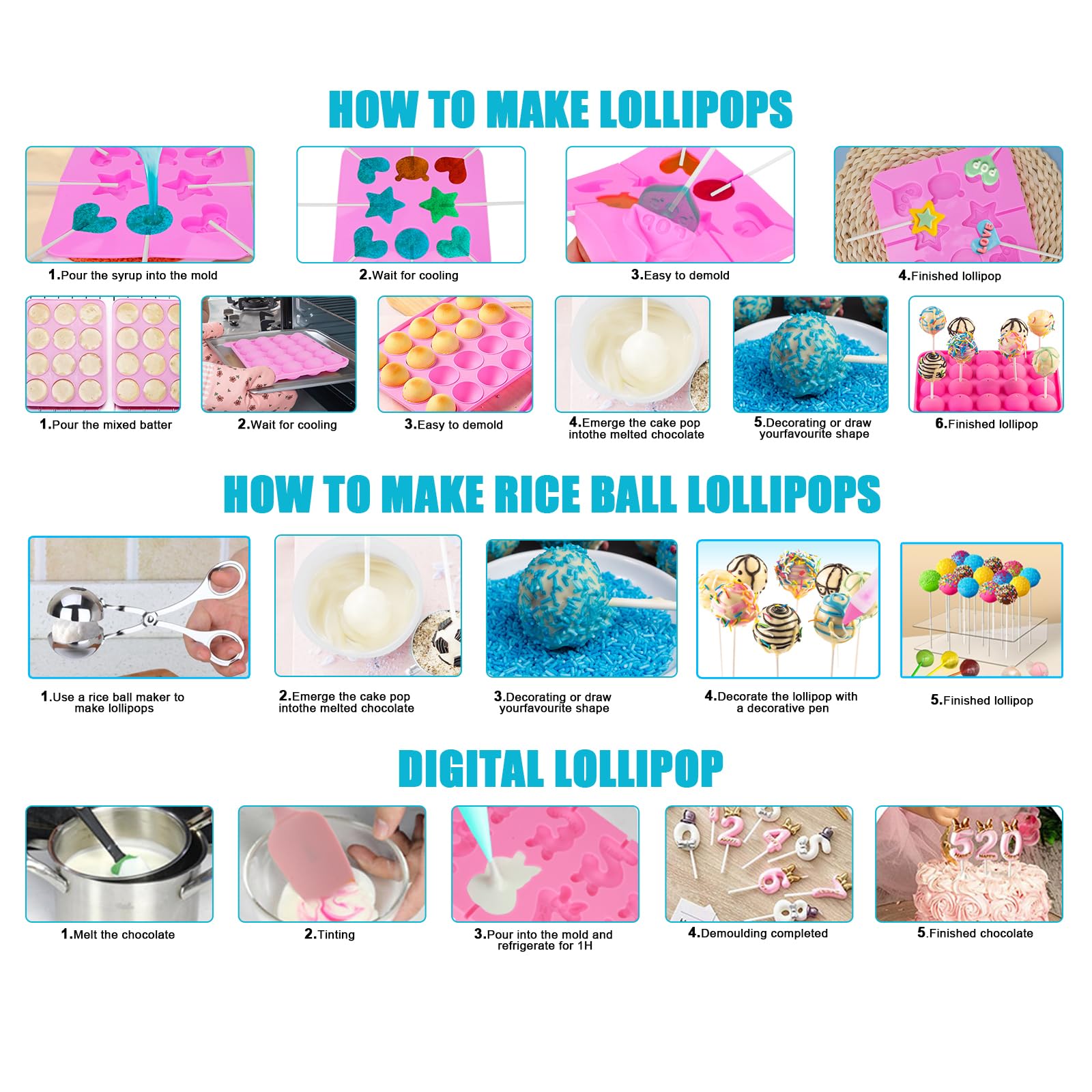 **Professional Cake Pop Maker Kit with 100 Sticks, Stand, Bags & Silicone Molds – Perfect for DIY Lollipops, Chocolates & Cookies – Great for Parties, Gifts & Baking Fun**