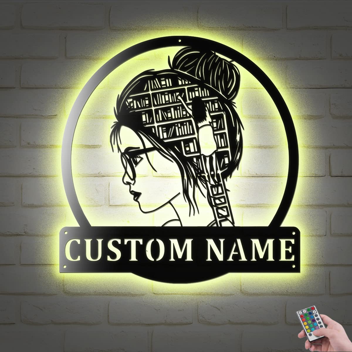 Personalized 'Just A Girl Who Loves Books' LED Metal Wall Art - Custom Name Library Decor for Home, Bedroom, Living Room & Office - 12x12 Inch Reading-Themed Night Light - Perfect Gift for Book Lovers & Reading Nook Decoration