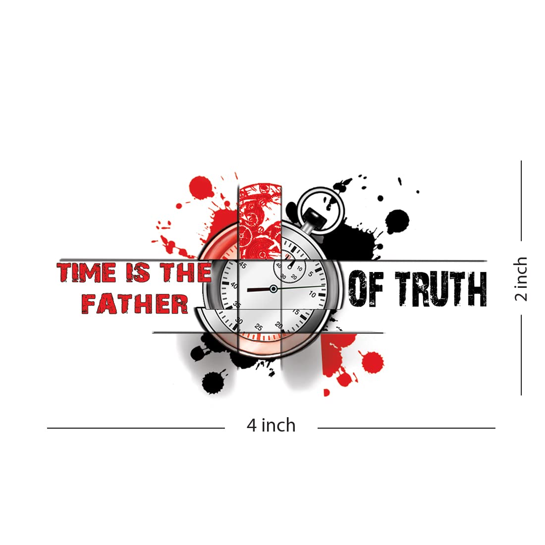 Waterproof Temporary Tattoos for Men & Women - Time is the Father of Truth Design - Long Lasting Fake Body Art for Parties, Festivals & Costume Events