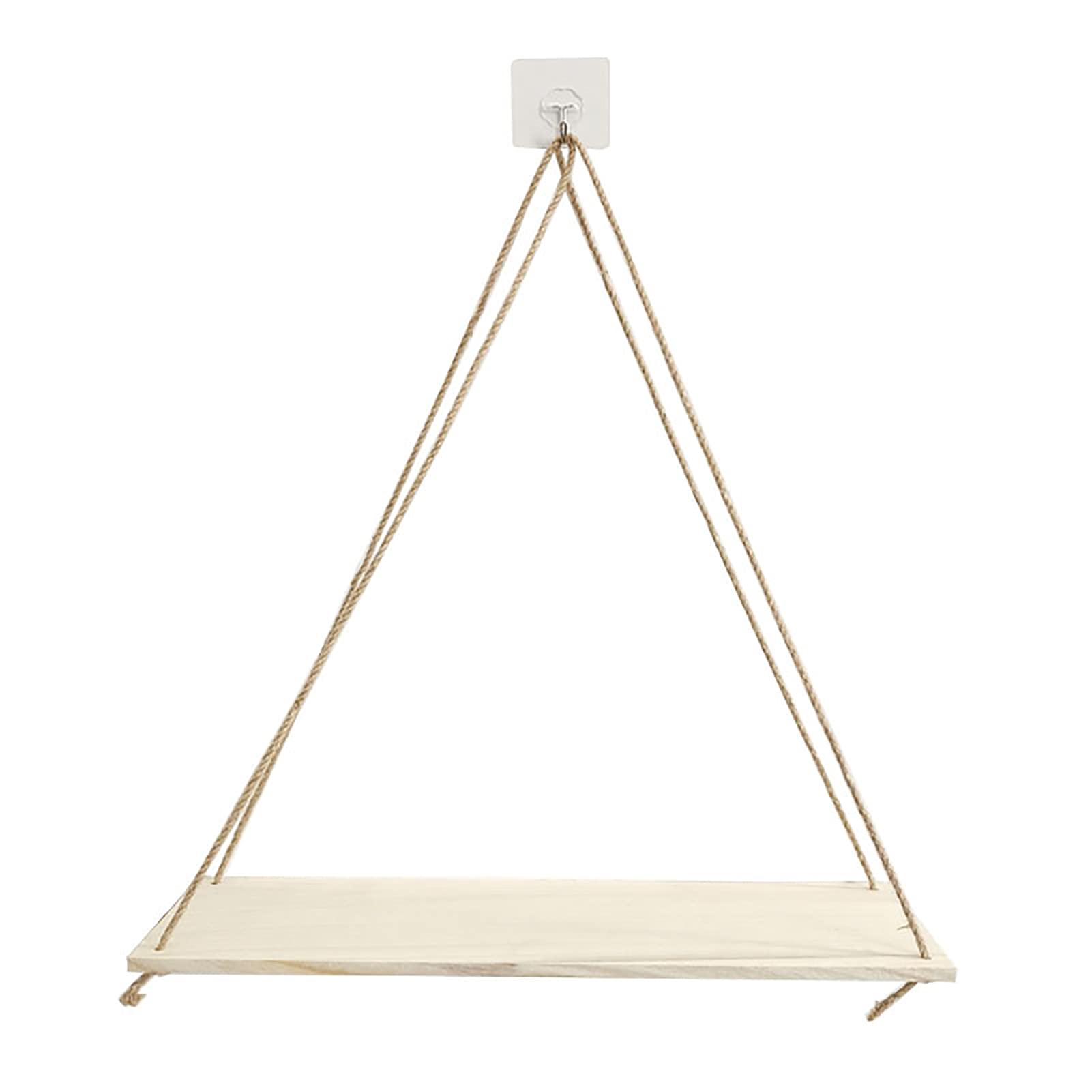 WEIXINMWP Premium Wood Swing Hanging Rope Wall Mounted Floating Shelves - Indoor/Outdoor Decorative Plant & Flower Pot Holder - 13.5 x 14.85 cm - Perfect for Living Room, Bedroom, Balcony & Garden Decor