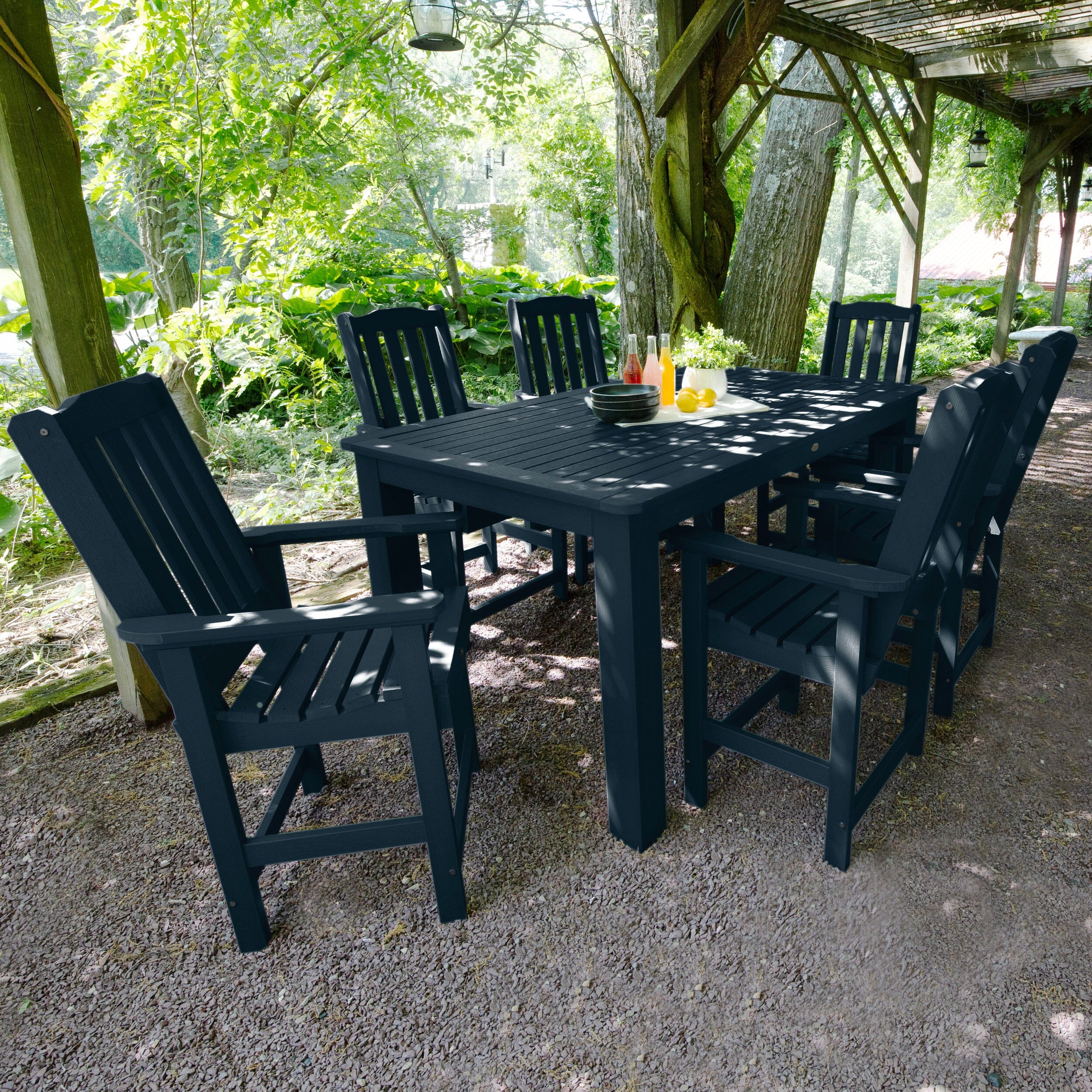Lehigh 7-Piece Rectangular Outdoor Dining Set - 42in x 72in Counter Height - Perfect for Patio, Deck, Backyard & Garden Entertaining