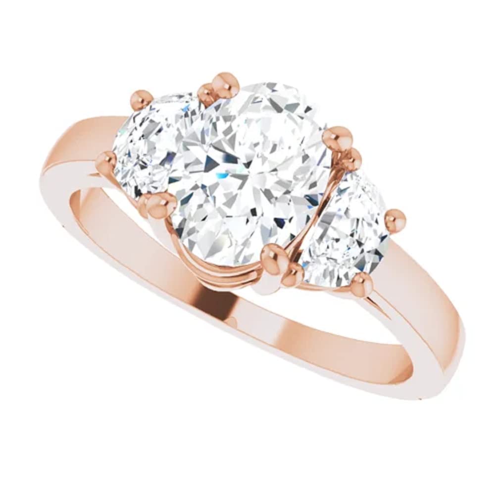10K Solid Rose Gold Handmade Oval Cut Moissanite Engagement Ring - 1.0 CT Solitaire Wedding Band for Women, Bridal Proposal Ring - Perfect for Anniversary Gifts, Valentine's Day & Special Occasions