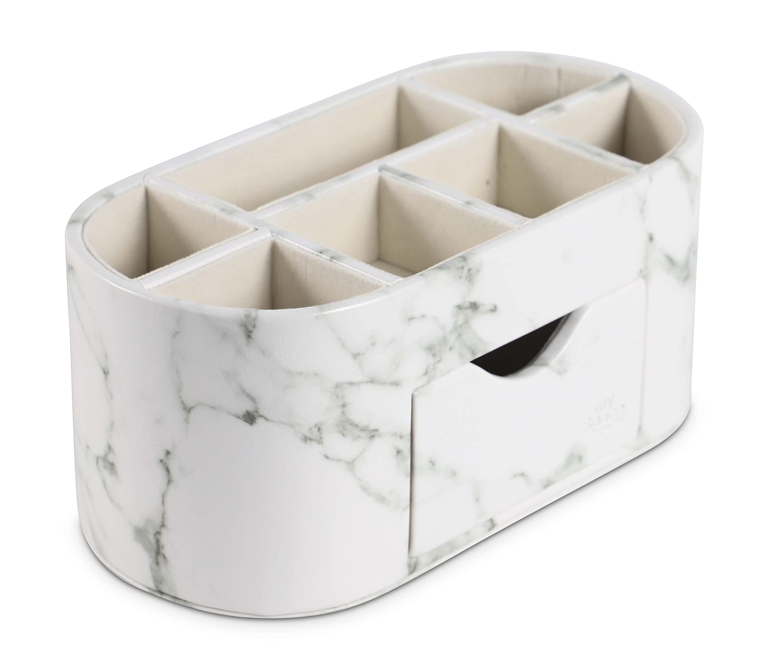Elegant Marble Desk Organizer for Office & School Supplies - Stylish Pencil & Pen Holder with Faux Leather - Perfect for Home, Office, College & Dorm Organization - Ideal for Decluttering Desks & Boosting Productivity
