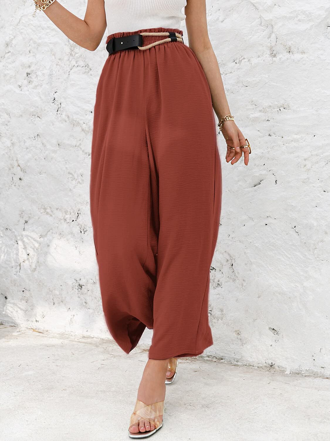 Boho High Waisted Palazzo Pants for Women - Summer Beach Wide Leg Flowy Lounge Pants | Perfect for Vacation, Yoga & Casual Outfits