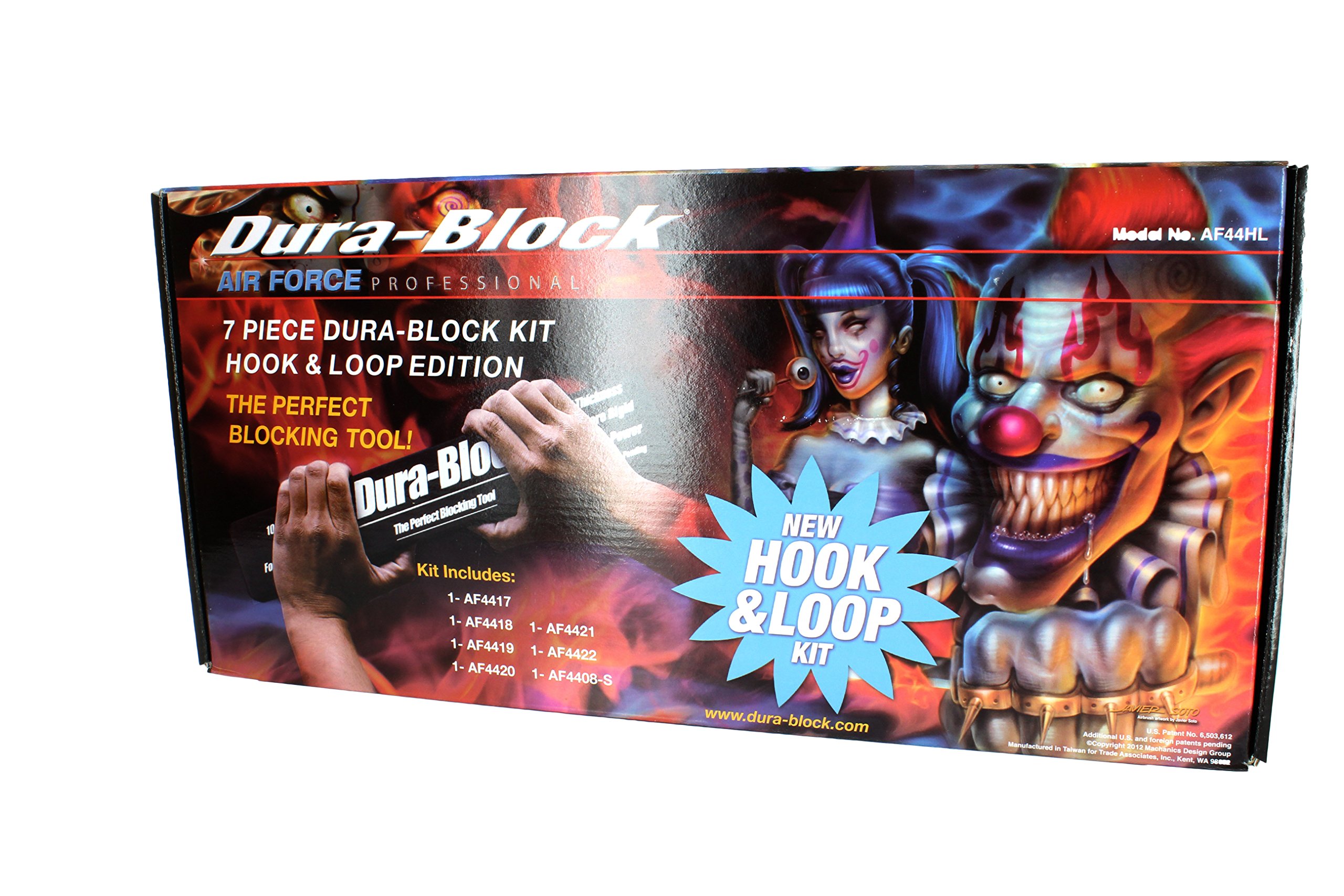 Dura-Block AF44HL Hook & Loop Black 7-Piece Sanding Block Set - Professional Sanding Kit for Woodworking, Drywall, Auto Body & DIY Projects