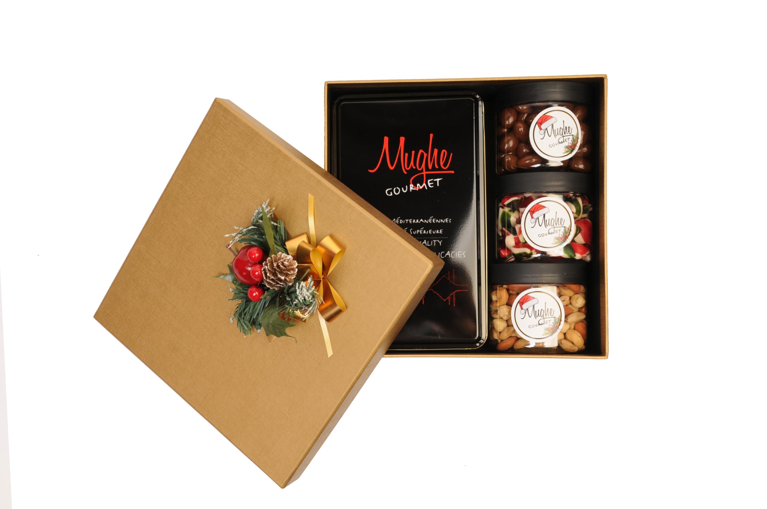 Premium Gourmet Gold Gift Box - Christmas Holiday Hamper with Baklava, Turkish Delight, Chocolates & Mixed Nuts | Luxury Food Basket for Gifting, Corporate Events & Festive Celebrations