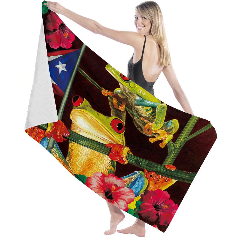 Premium Soft Lightweight Bath Towel - Puerto Rico Flag Design, Super Absorbent & Quick Dry Microfiber - 27x55 Inch for Bathroom, Travel, Swim & Spa - Kids & Adults (Red/Green) | Perfect for Beach Days, Gym & Cozy Home Use