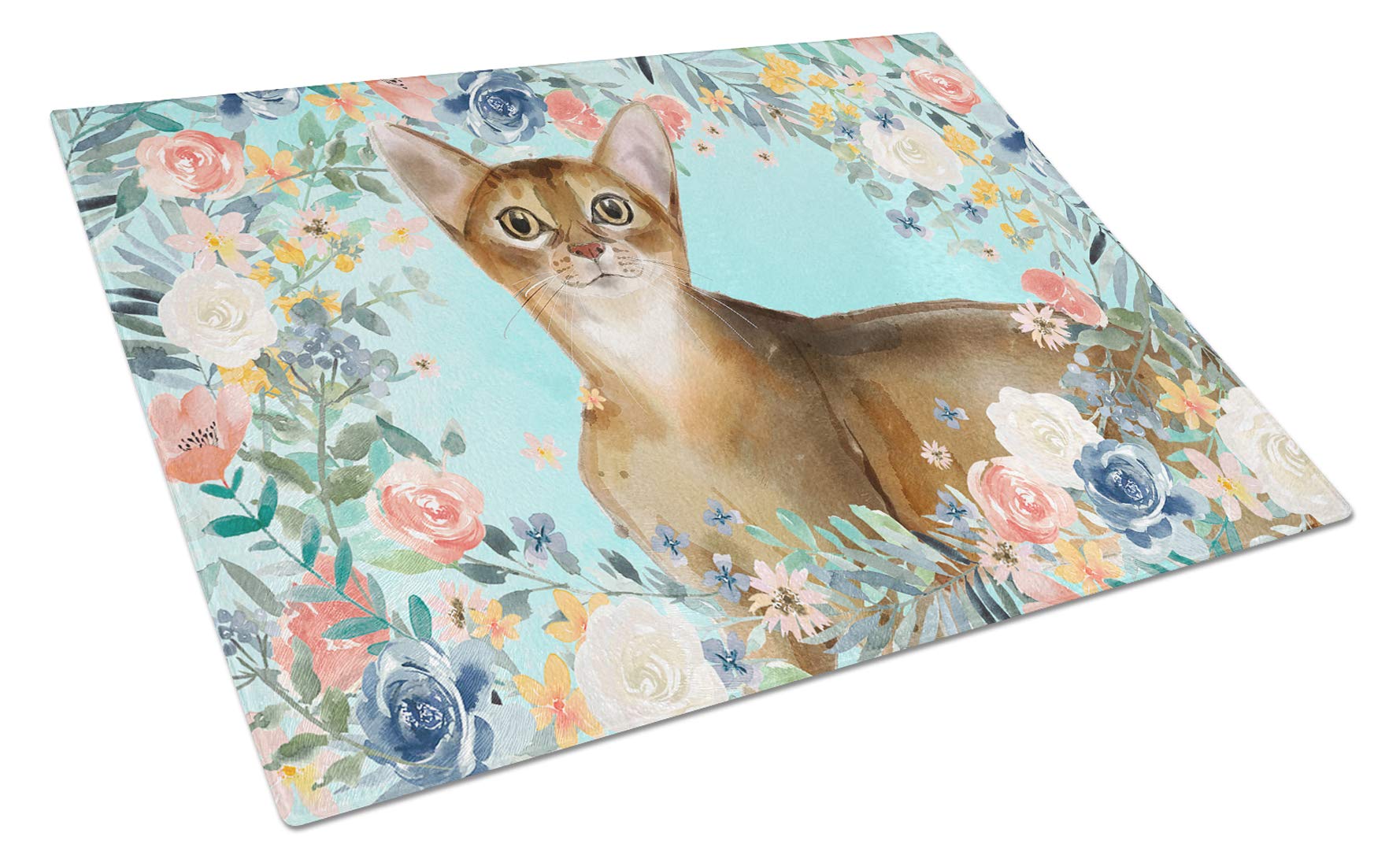 Abyssinian Spring Flowers Tempered Glass Cutting Board - Large Decorative Kitchen Chopping & Serving Board (15x11 Inch) | Perfect for Food Prep, Charcuterie Displays & Home Decor