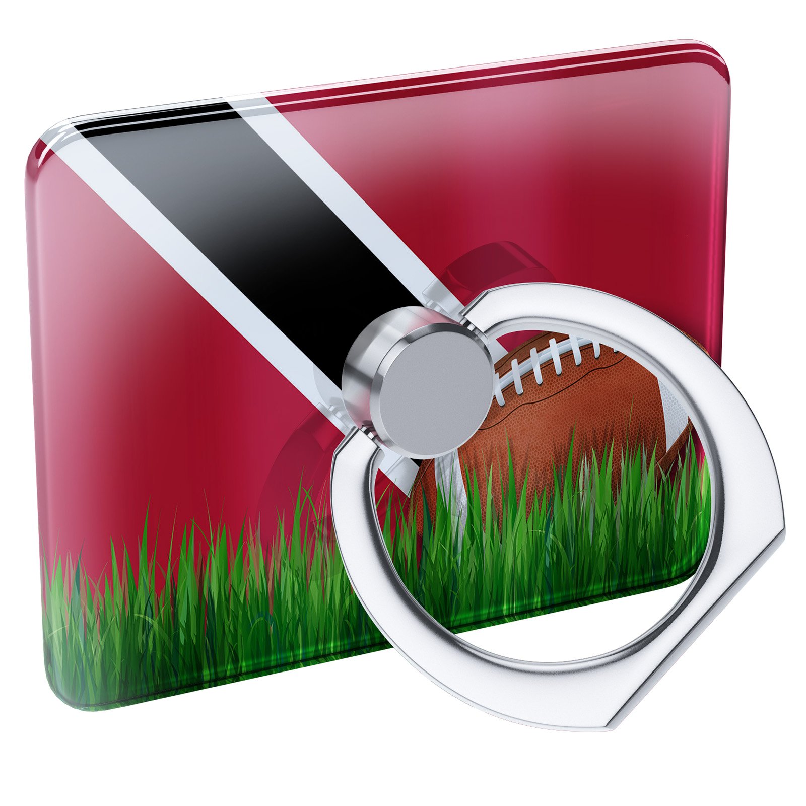 Trinidad and Tobago Flag Football Ring Holder - Collapsible Grip & Stand for Cell Phones, Neonblond Design, Perfect for Game Day, Travel, and Everyday Use