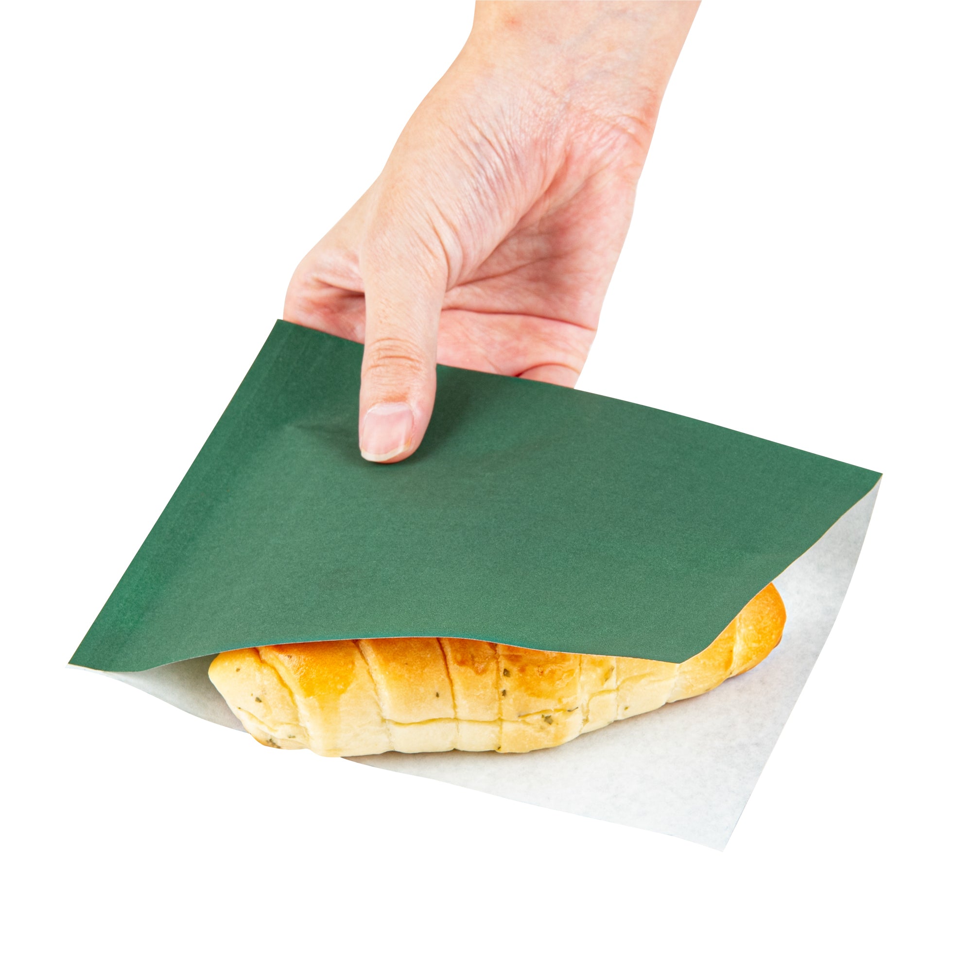 Eco-Friendly Forest Green Greaseproof Paper Bags - 6.25