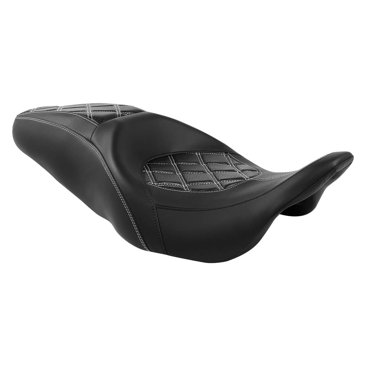 Premium One-Piece 2-Up Bucket Seat for Harley Davidson Road King/Street Glide/Electra Glide/Road Glide (2009-2023) - Comfortable Motorcycle Driver & Passenger Seat for Long Rides and Touring