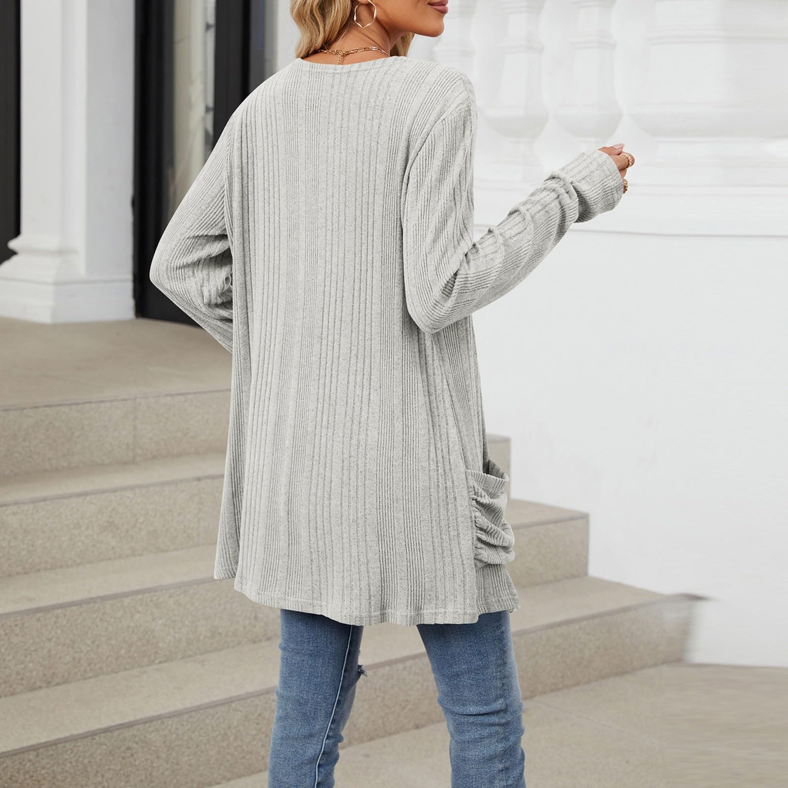 Trendy Lightweight Long Cardigan Sweaters for Women - Long Sleeve Open Front Casual Outfits with Pockets | Perfect for Office, Travel & Everyday Wear