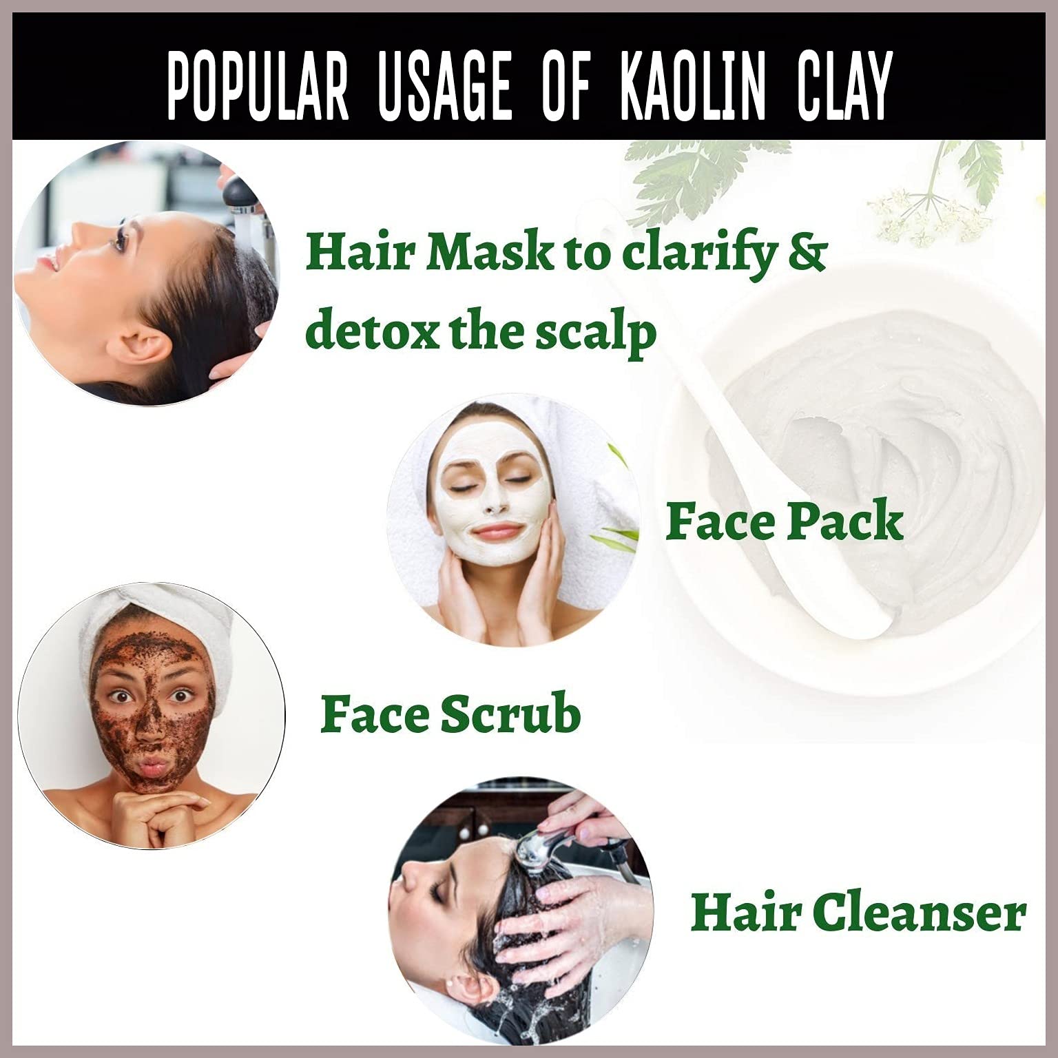Natural Kaolin Clay Powder for Face Masks - 500g Pure White Clay for Acne, Blackheads & Skin Repair | Detoxifying & Revitalizing Facial Treatment | DIY Skincare & Spa Day at Home