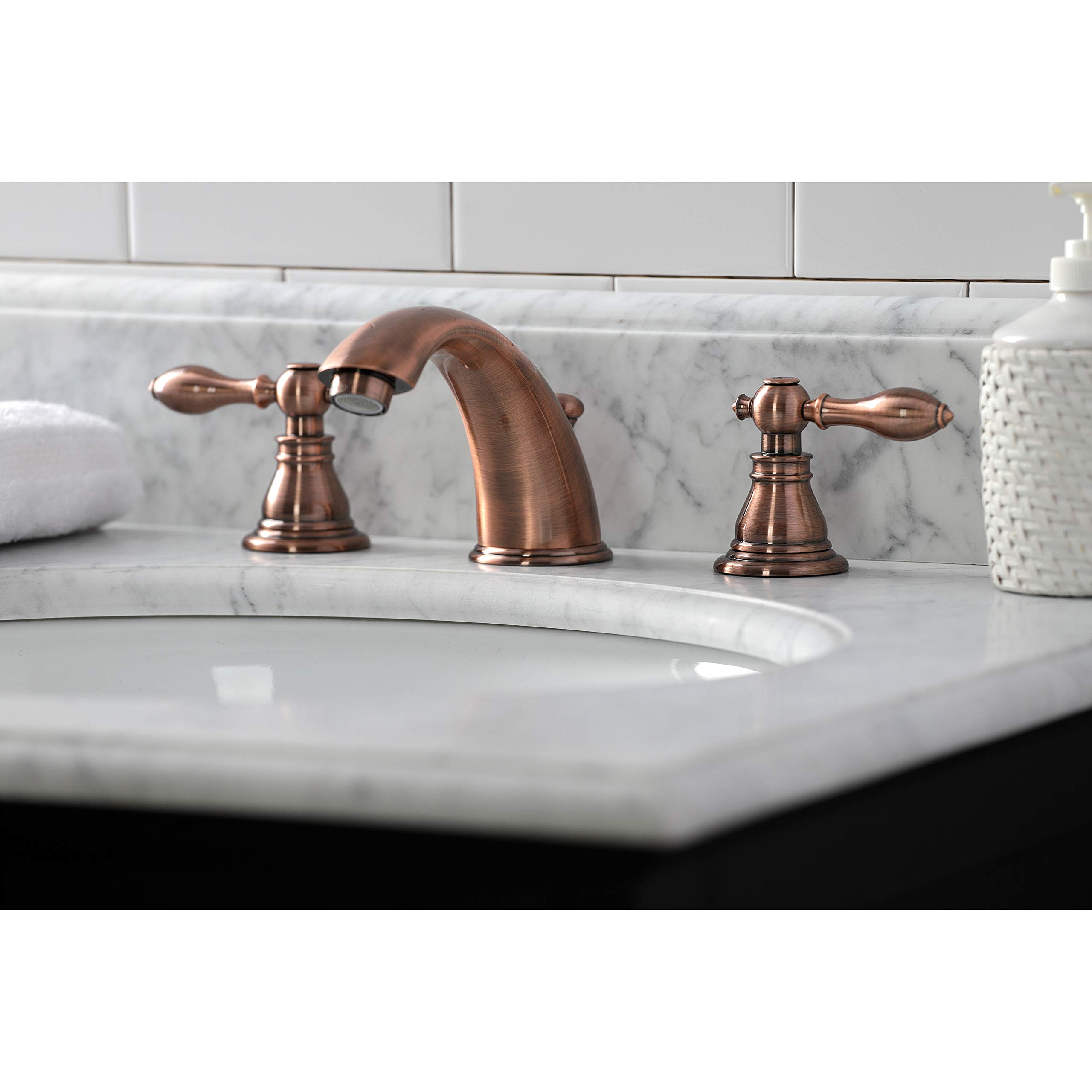 Kingston Brass KB966ACL American Classic Widespread Bathroom Faucet - Antique Copper Finish, 13.63 x 5.75 x 4.06 Inches - Perfect for Vintage Style Bathroom Vanities and Sinks