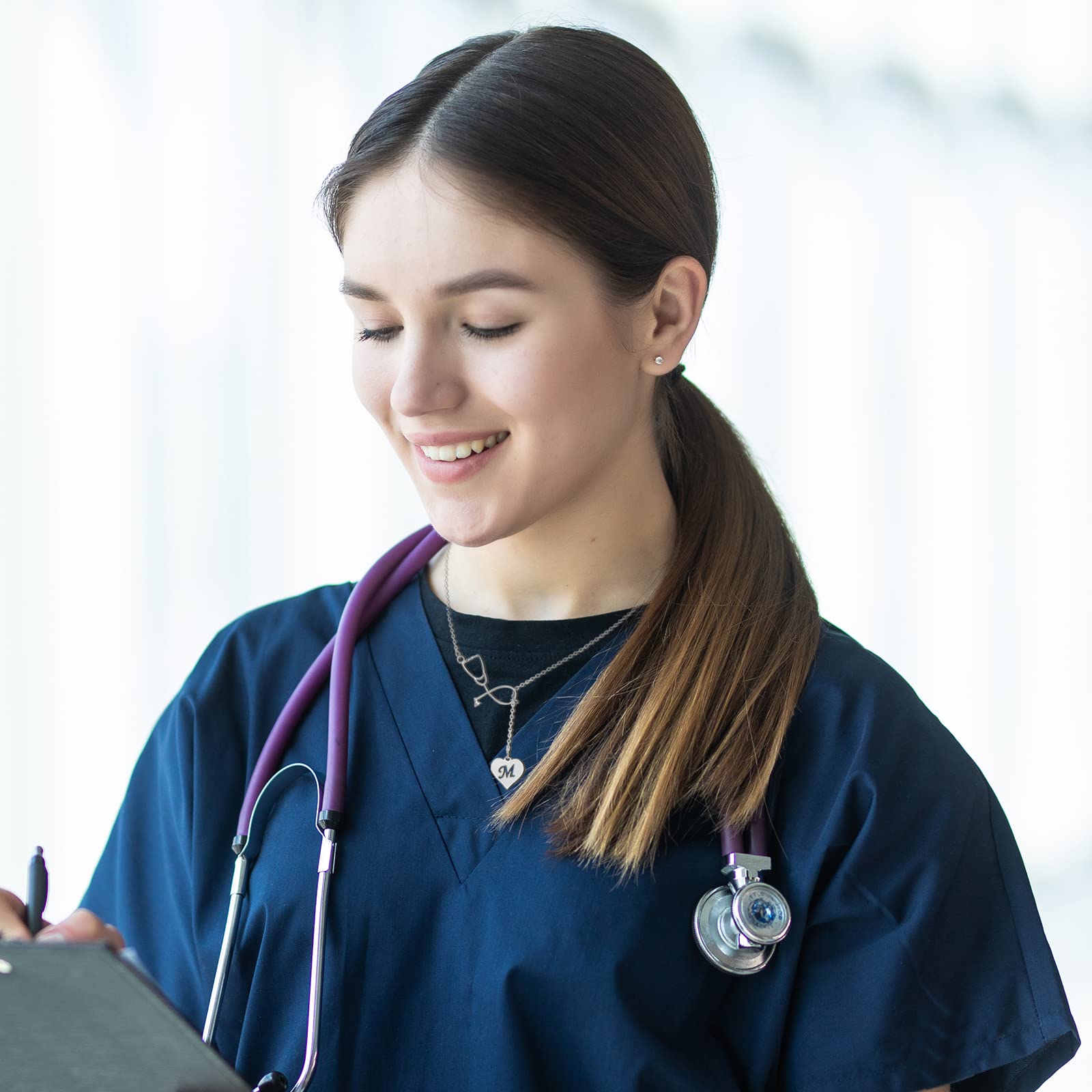 **Personalized Nurse Necklace for Women - Engraved Initial Nursing Graduation Gift, Nurse Appreciation Jewelry for Nurses Week & School Graduation - Perfect for Daily Wear & Special Occasions**