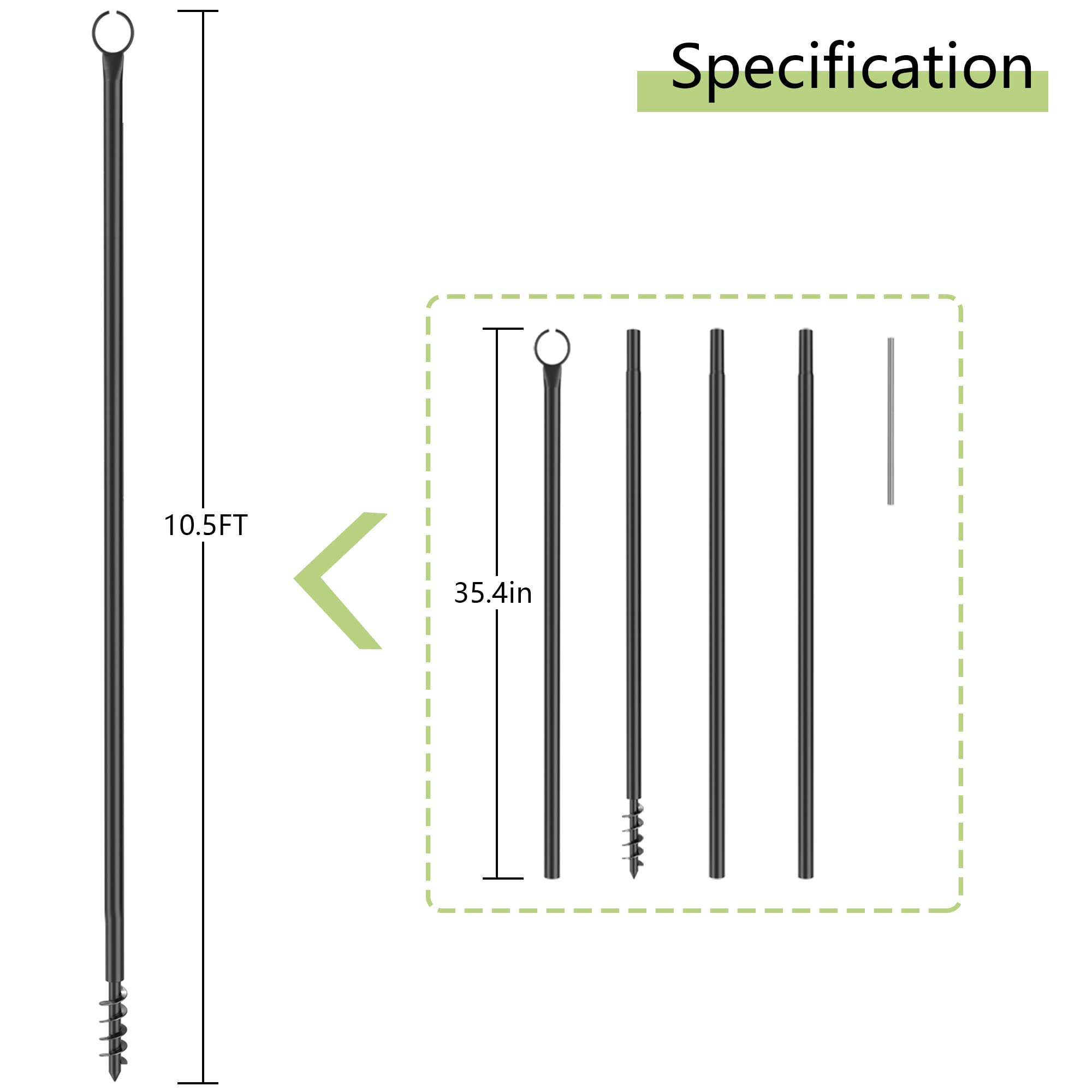 2 Pack 10.5 Ft Outdoor String Light Poles - Heavy Duty Metal Hanging Light Stands for Backyard, Patio, Bistro, Party & Wedding Decor | Weather-Resistant for Permanent Outdoor Use