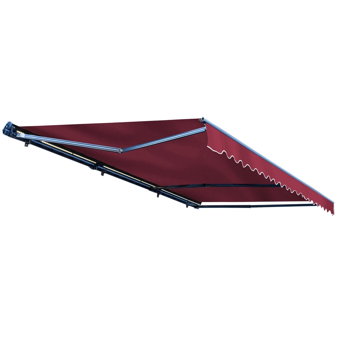 ALEKO 20x10 Feet Half Cassette Motorized Retractable LED Patio Awning - Burgundy Luxury Outdoor Awning for Deck, Garden & Backyard Shade