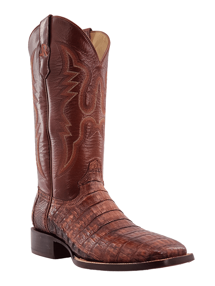 R.Watson RW3003 Men's Genuine Caiman Tail Western Boots in Cognac - Perfect for Cowboy Rides, Country Events & Western Fashion