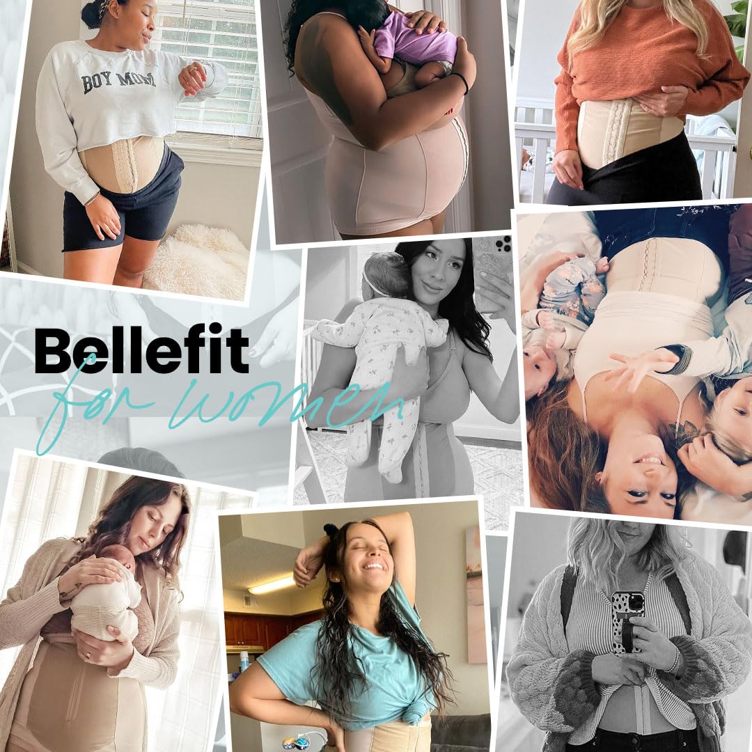 Bellefit Postpartum Girdle with Side Zipper - Post Pregnancy Belly Wrap for C-Section & Natural Birth Recovery, Waist Trainer & Abdominal Support Belt for New Moms - Perfect for Postpartum Healing, Daily Wear & Back Pain Relief