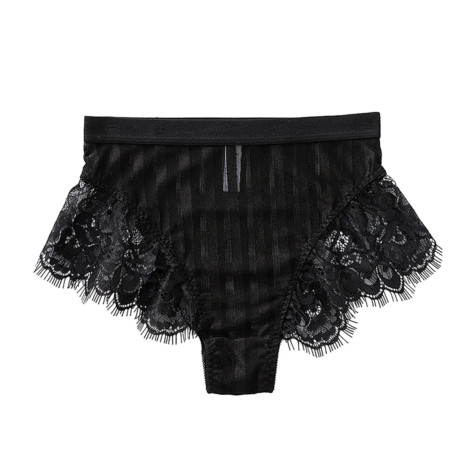 Sexy Floral Lace Women's Underwear - Strappy Bow Tie Plus Size Briefs with Sleeves | Midnight Black Lingerie for Date Night & Boudoir Photography