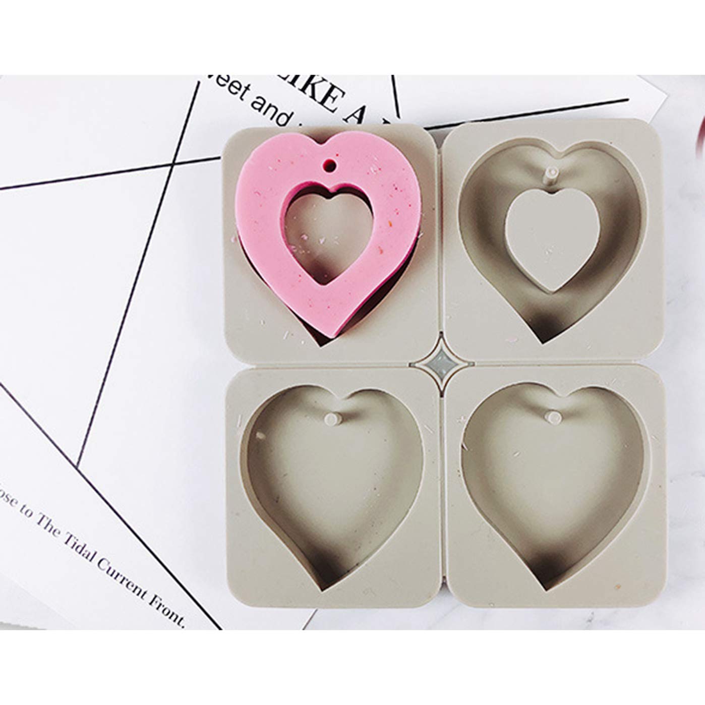 DIY Silicone Soap Molds Kit - 4-Cavity Detachable Heart & Ring Soap Molds for Handmade Soap, Lotion Bars & DIY Crafts | Homemade Soap Making Supplies | Perfect for Gifts, Bath Decor & Home Spa Use