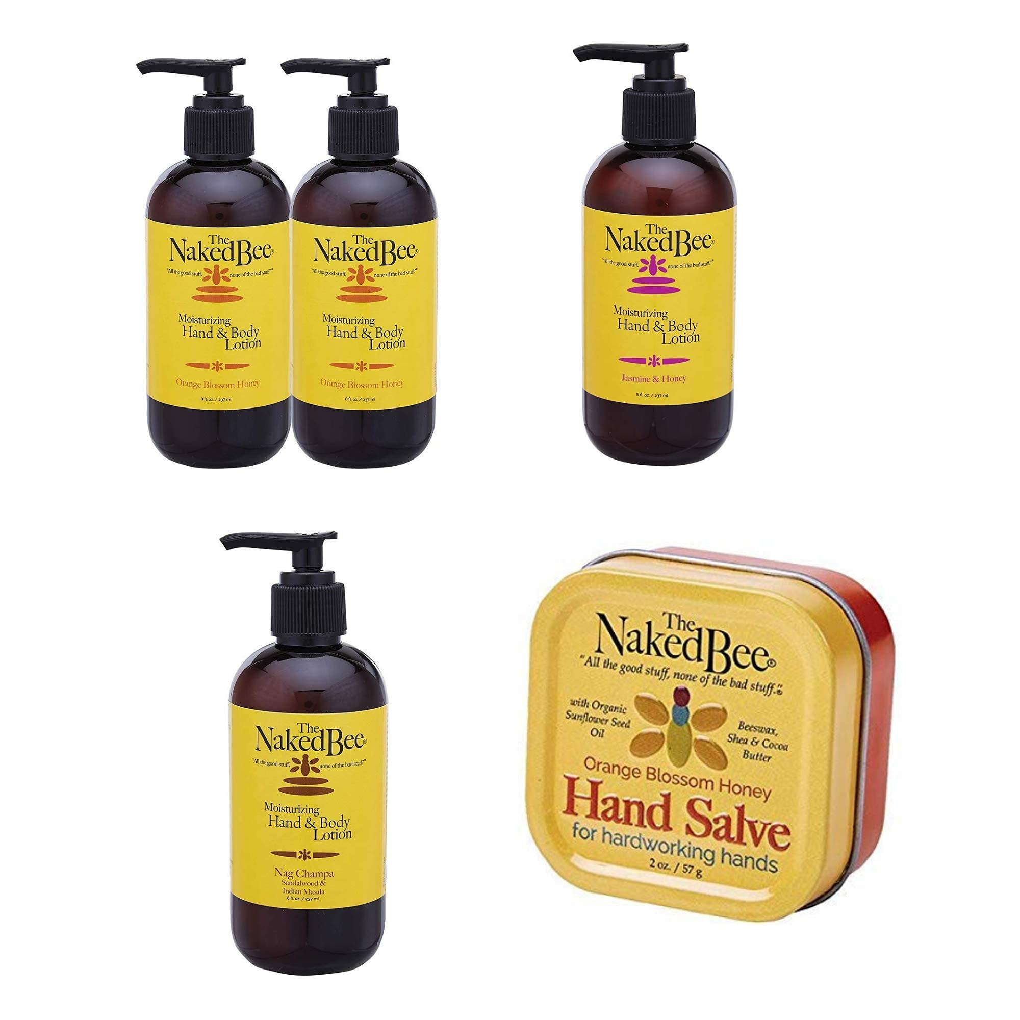 The Naked Bee Orange Blossom Honey Hand & Body Lotion 8oz - Moisturizing Lotion with Nag Champa Sandalwood & Indian Massala, Jasmine & Honey - Hydrating Hand & Cuticle Healing Salve for Dry Skin - Perfect for Daily Moisturizing, Spa Days & Gift Sets