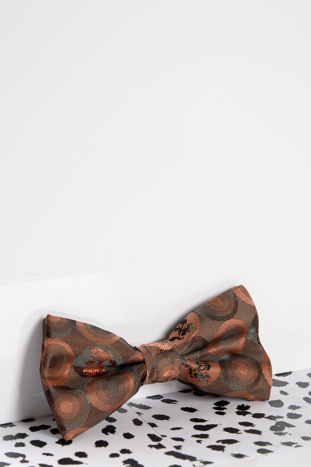 Kids' Orange & Brown Bubble Print Bow Tie - Stylish & Playful Accessory for Boys & Girls - Perfect for Weddings, Parties & School Events