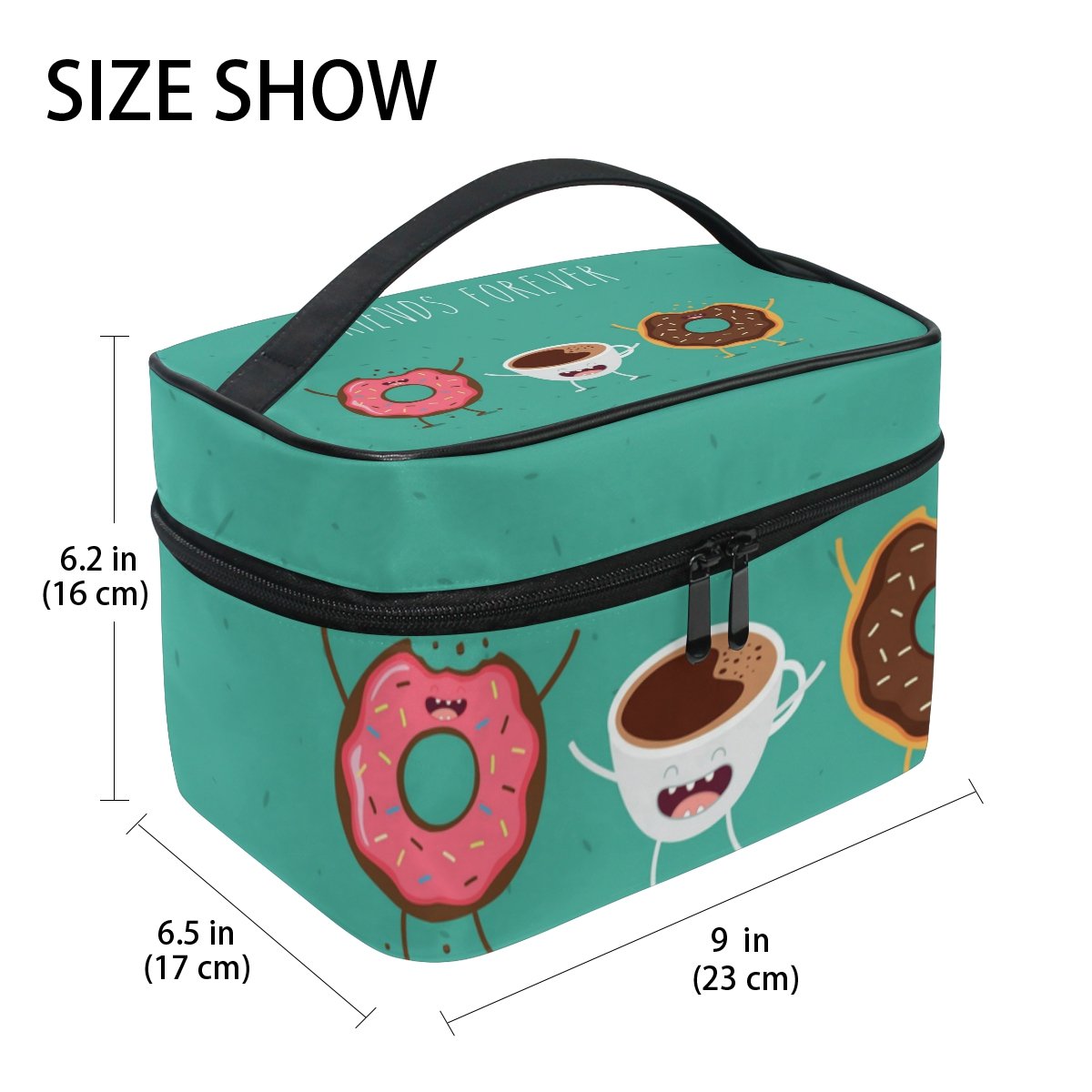 Sweet Donut Cosmetic Bag for Travel - Cute Makeup Train Case & Storage Organizer | Perfect for Girls, Women & Teens | Travel, Gym, School & Daily Use