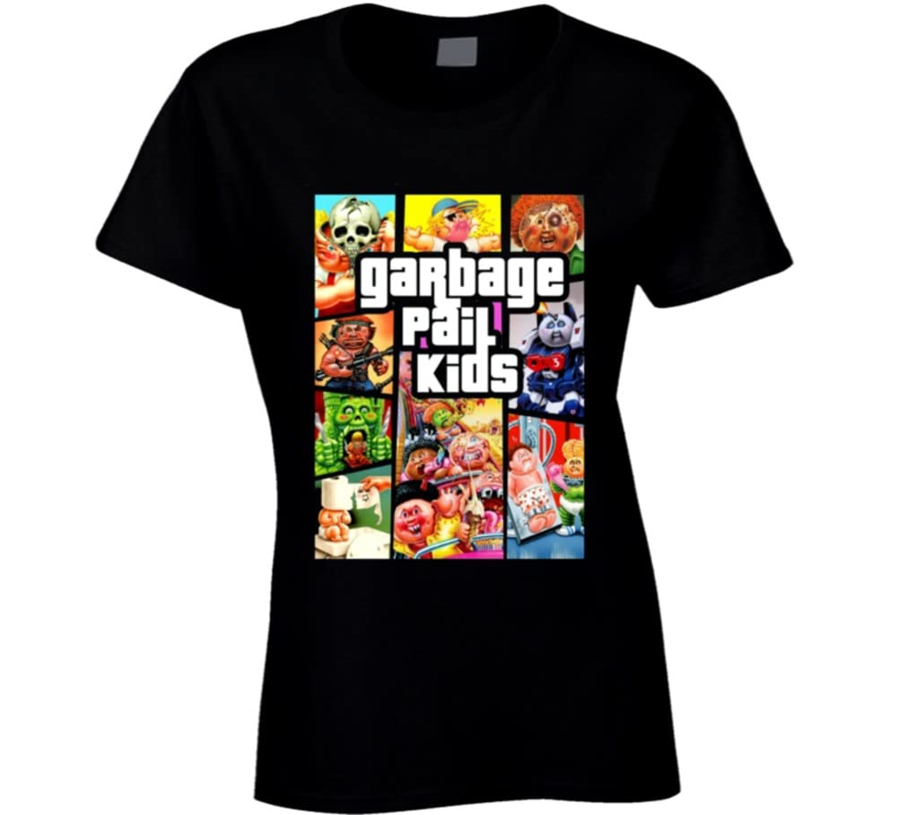 Garbage Pail Kids GTA Parody Funny Women's T-Shirt | Vintage Pop Culture Humor Tee for Casual Wear & Gaming Fans