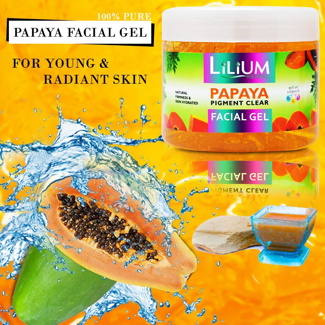 Lilium Papaya Pigment Clear Facial Gel for Soft, Smooth & Glowing Skin – Natural Firming & Hydrating Skincare (500g) | Brightening Treatment for Dull Skin, Dark Spots & Uneven Tone | Perfect for Daily Skincare Routine & Overnight Mask