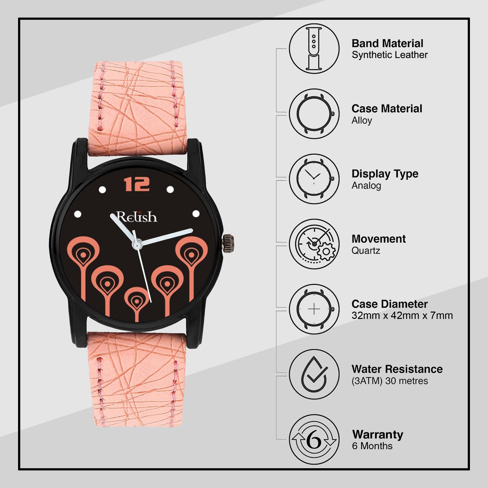 Elegant Analog Black Dial Watch for Women & Girls - RE-L091PB | Stylish Fashion Accessory for Everyday Wear, Office, and Special Occasions