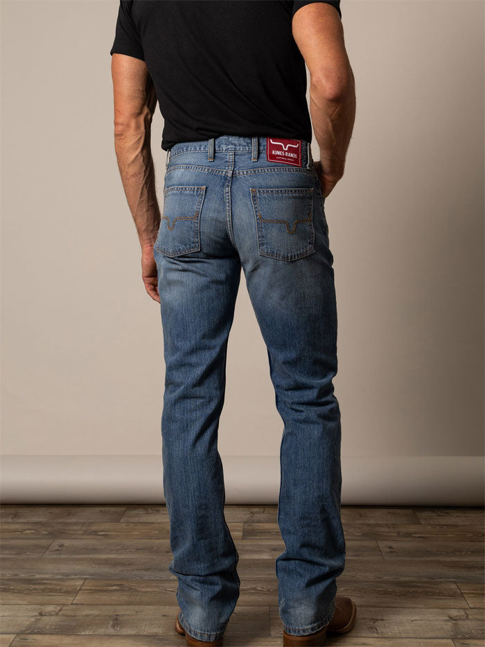 Kimes Ranch BARNEY Men's Slim Fit Boot Cut Jeans - Light Wash Denim Pants for Casual Wear & Western Style Outfits