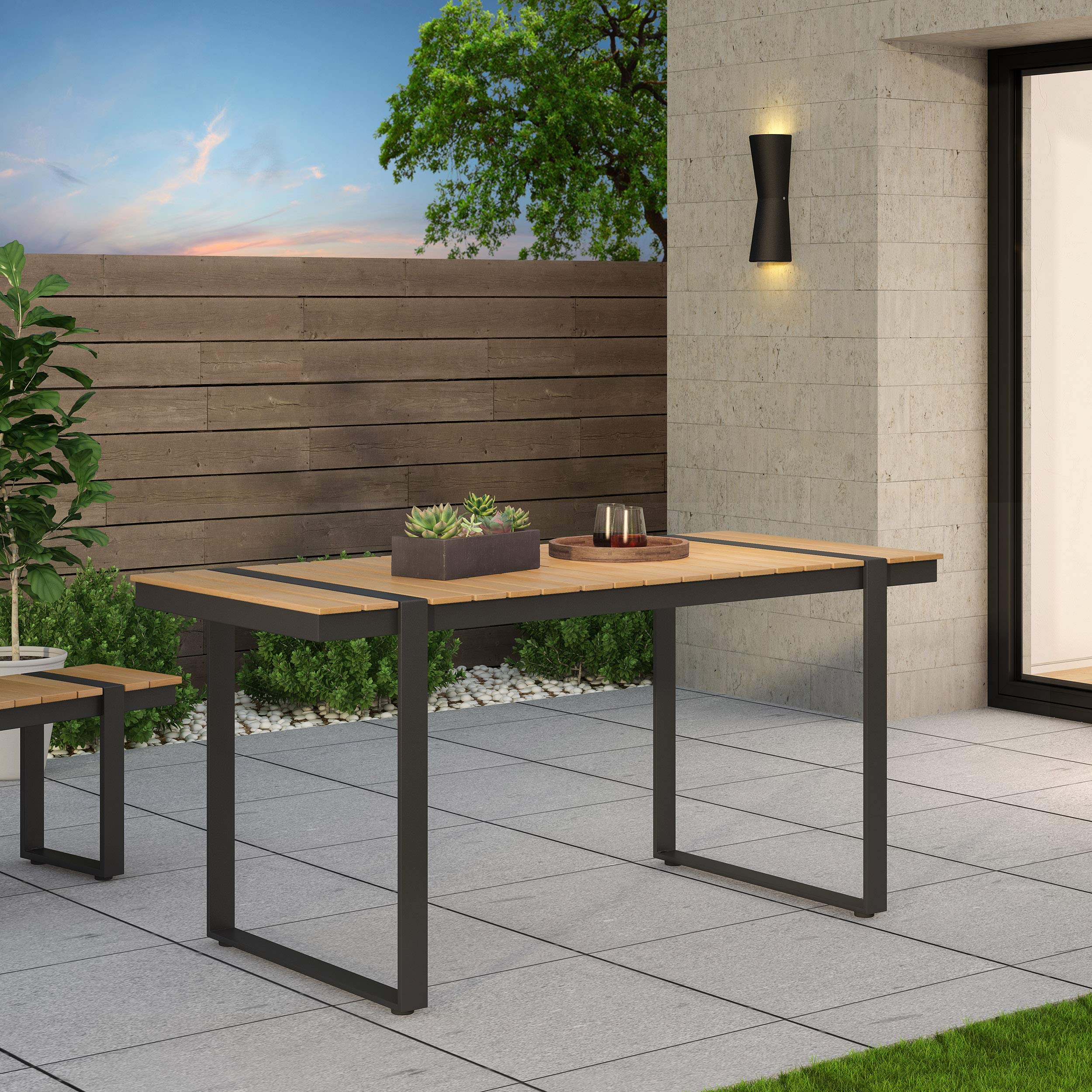 Christopher Knight Home Outdoor Dining Table - Weather-Resistant Gray & Natural Finish - Perfect for Patio, Garden, and Backyard Entertaining