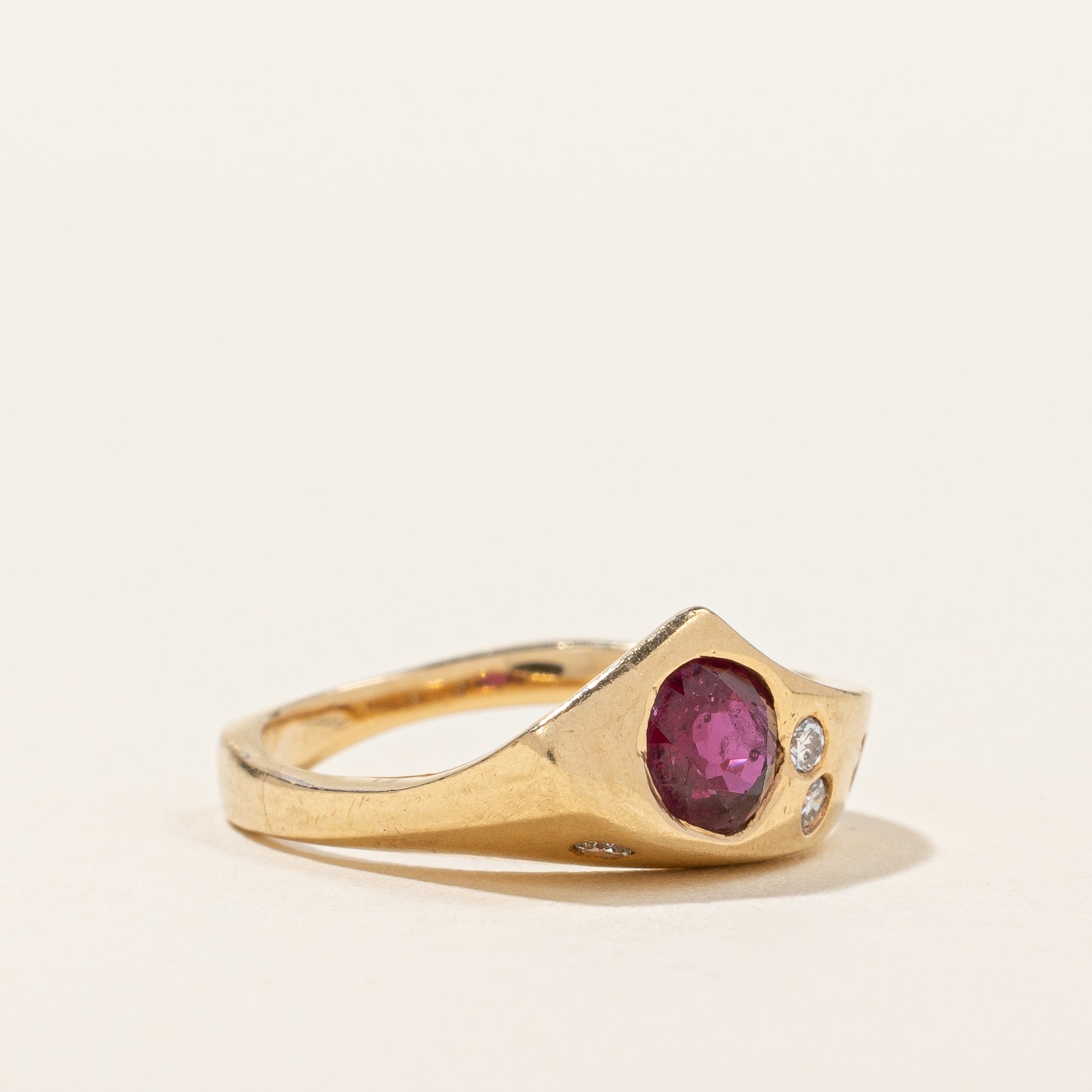 Exquisite 0.60ct Glass-Filled Ruby & 0.08ct Diamond Ring - Size 5 | Elegant Engagement, Anniversary or Gift Jewelry for Women