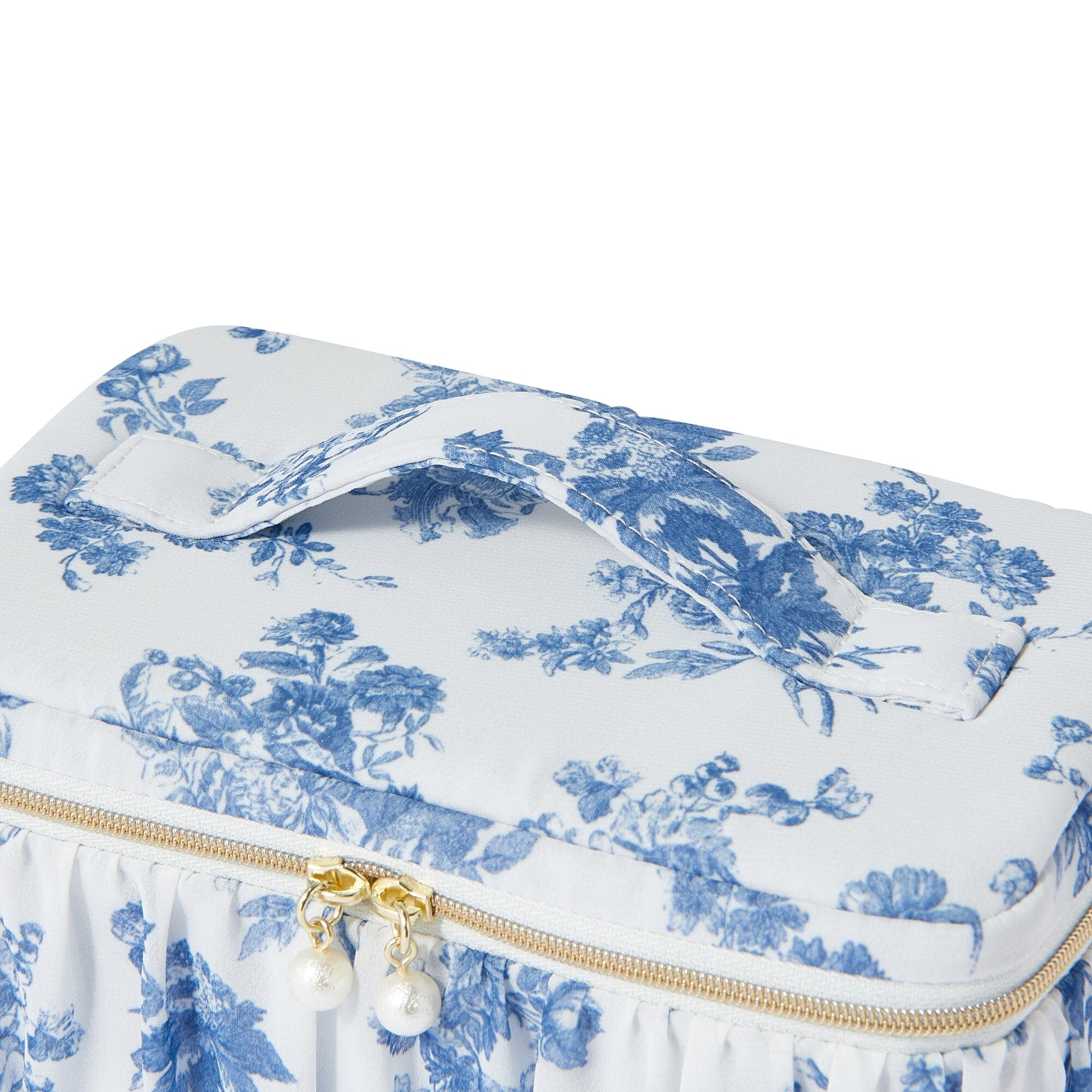 Classic Floral Vanity Pouch - Small Navy Blue Makeup Bag for Women | Perfect for Travel, Bridal Shower & Everyday Use