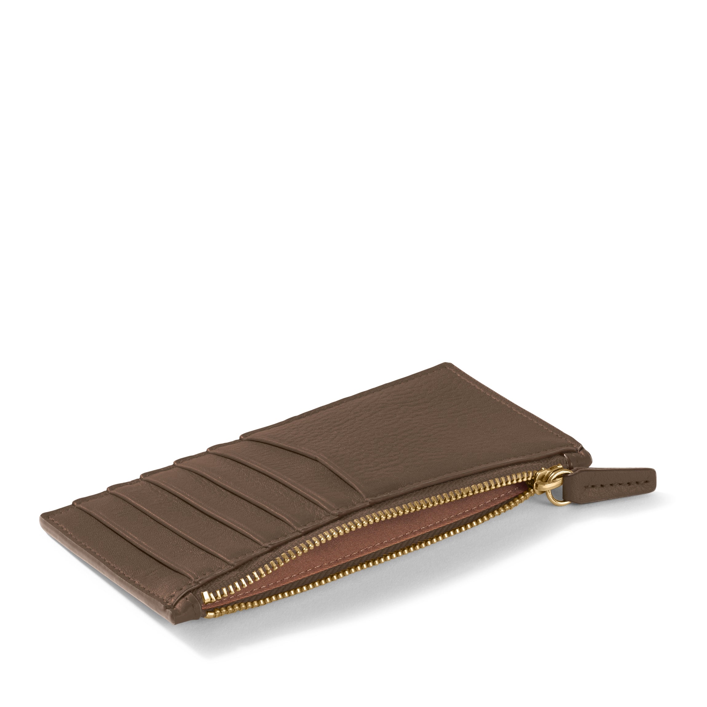 Devon Slim Zip Card Case in Cocoa - Compact RFID Blocking Wallet for Men & Women - Perfect for Travel, Work, and Everyday Use