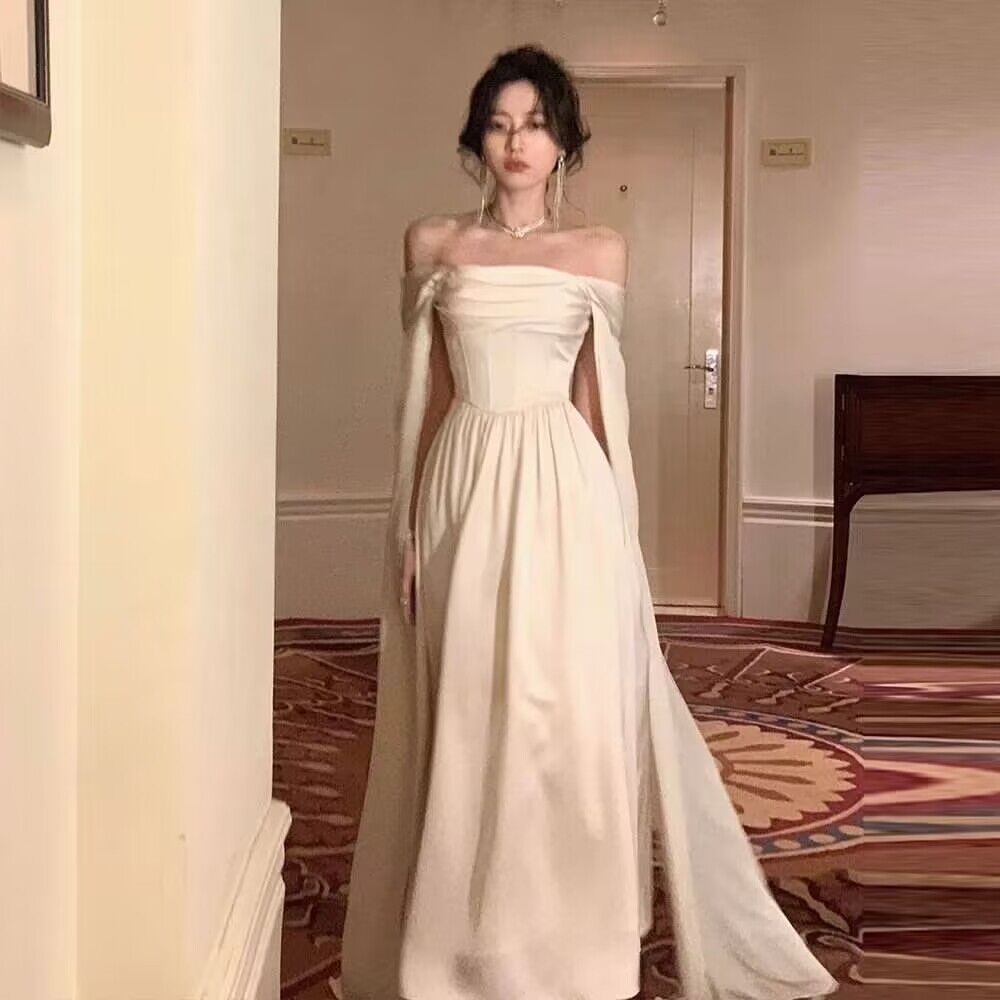 Ivory Satin Long Prom Dresses for Women - Elegant Evening Party Gown with Slit J2763 | Perfect for Homecoming, Formal Events & Special Occasions