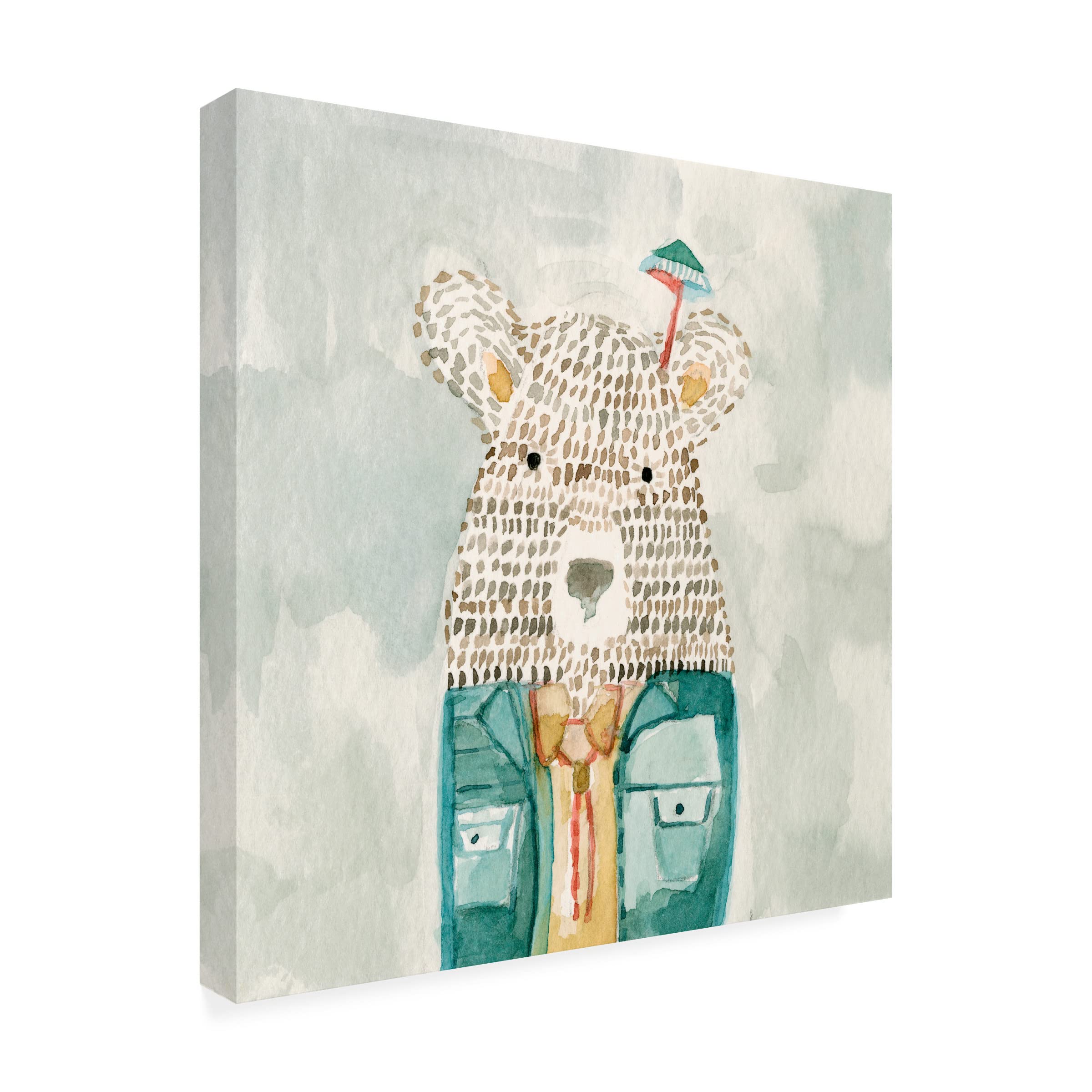 Trademark Fine Art 'Mr Bolo Bear' Canvas Wall Art by Natalie Timbrook - Perfect for Nursery, Kids Room & Playroom Decor