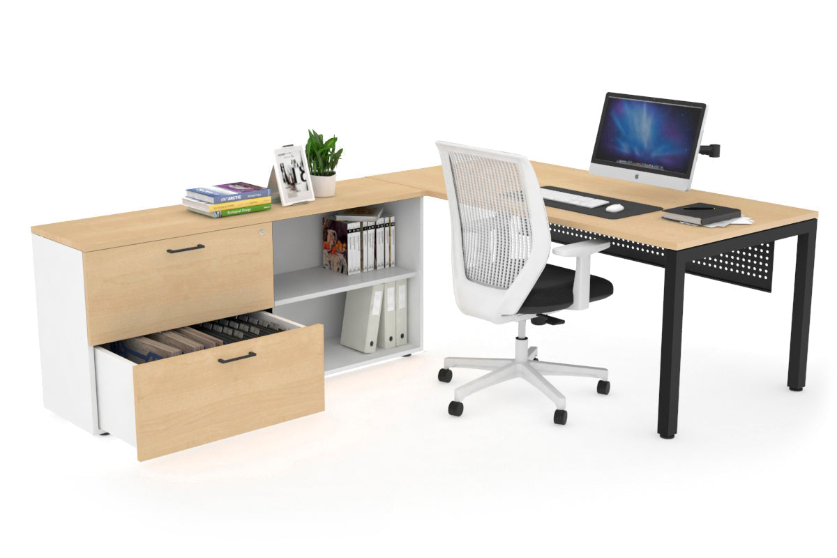 Quadro Square Executive Black Frame Office Desk [1800L x 700W] - Modern Workspace Solution for Home & Business Offices