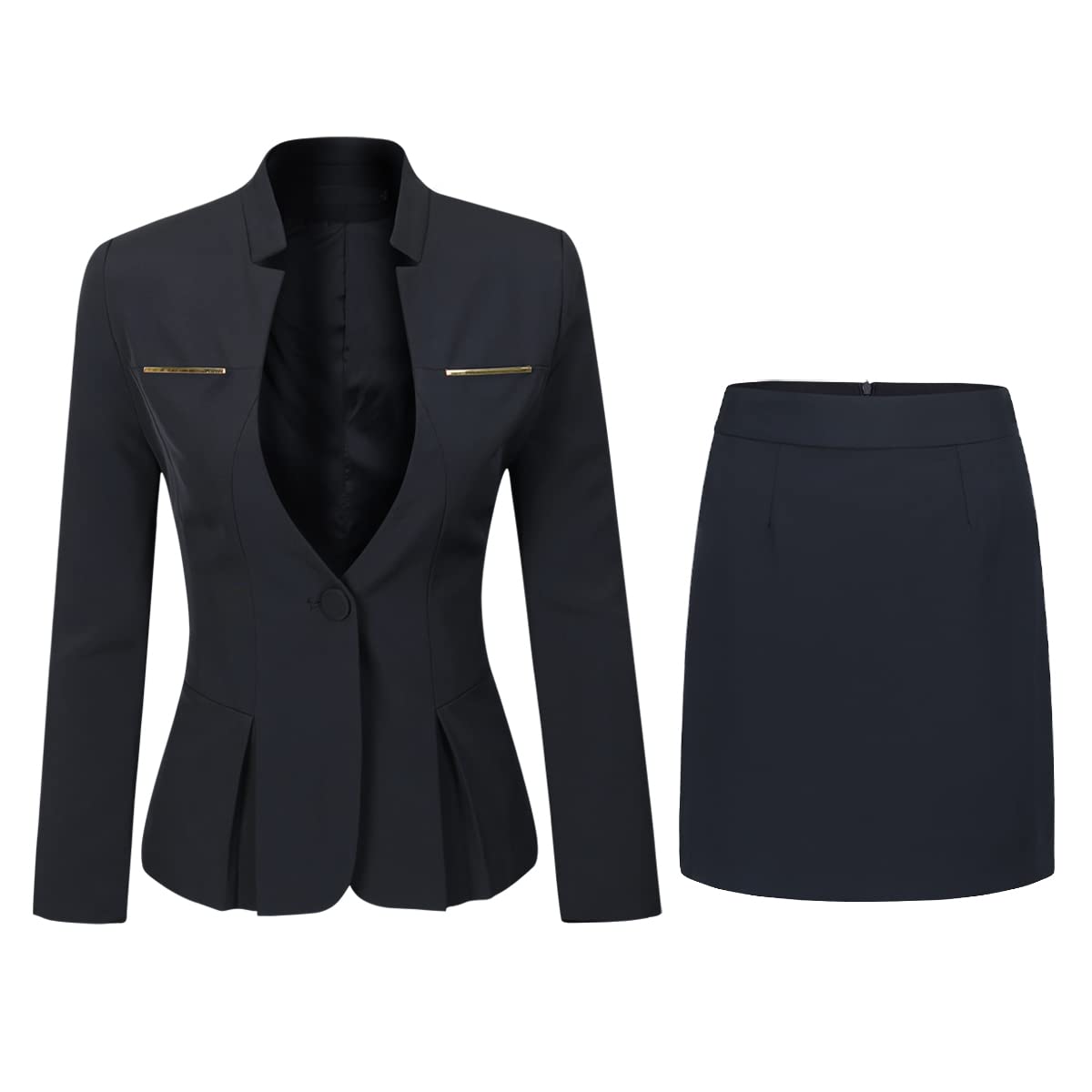 Women's 2-Piece Business Suit Set - Slim Fit Blazer & Pencil Skirt for Office Professionals | Formal Work Attire & Corporate Meetings