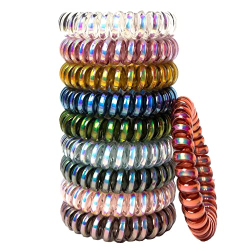 30 Pcs Spiral Hair Ties No Crease Elastic Coils - Colorful Traceless Phone Cord Hair Bands for Women & Girls | Waterproof Hair Accessories for Sports, Work, Travel & Daily Use
