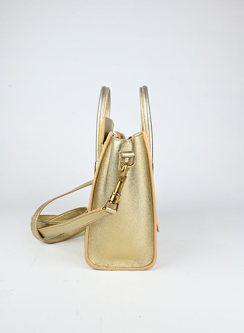 Celine Luggage Nano Handbag in Gold - Luxury Leather Tote for Women, Perfect for Work, Travel & Everyday Use