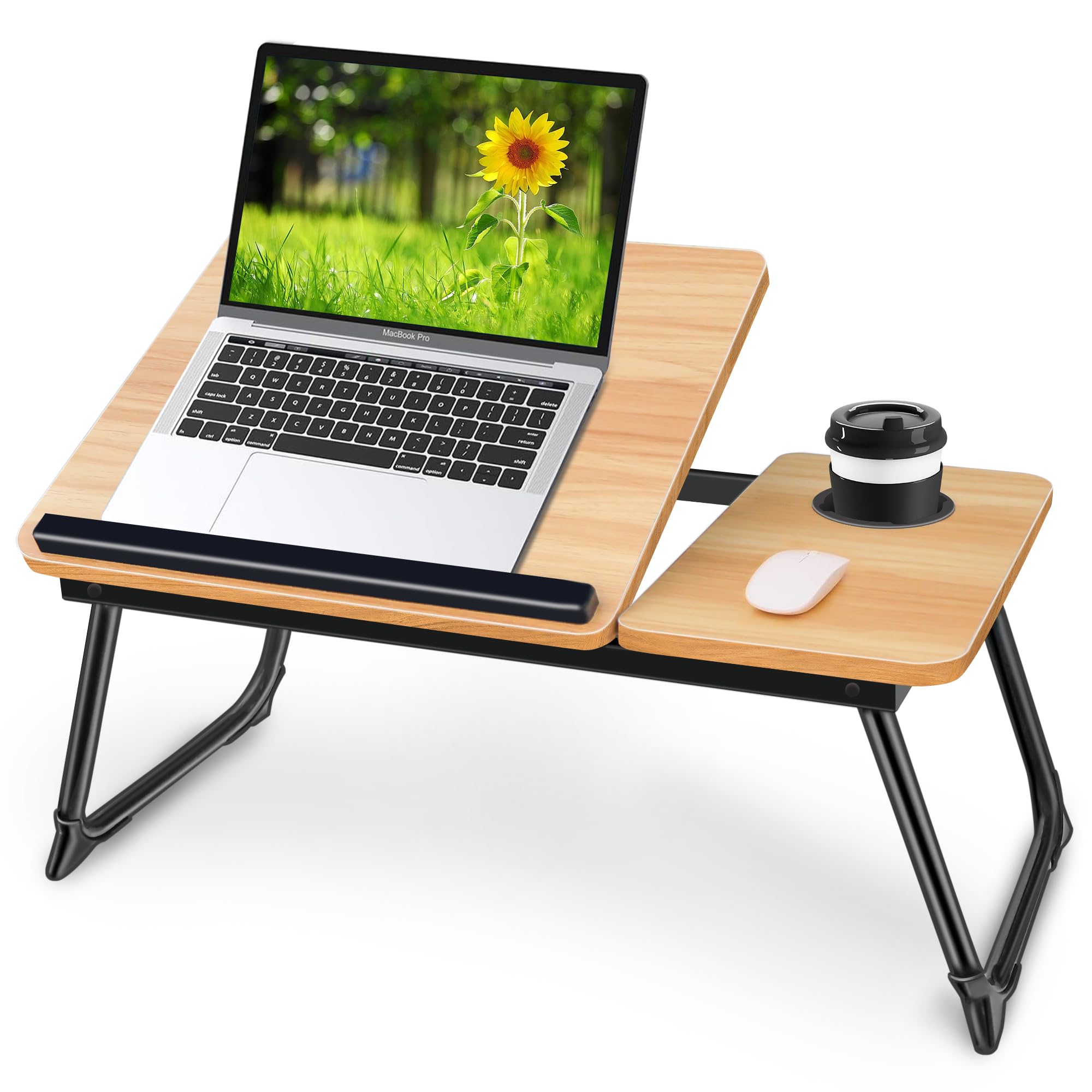Adjustable Laptop Desk for Bed - Portable Foldable Bed Table with Cup Holder, Laptop Stand & Writing Tray - Perfect for Working, Studying, Reading & Eating in Bed or on the Couch