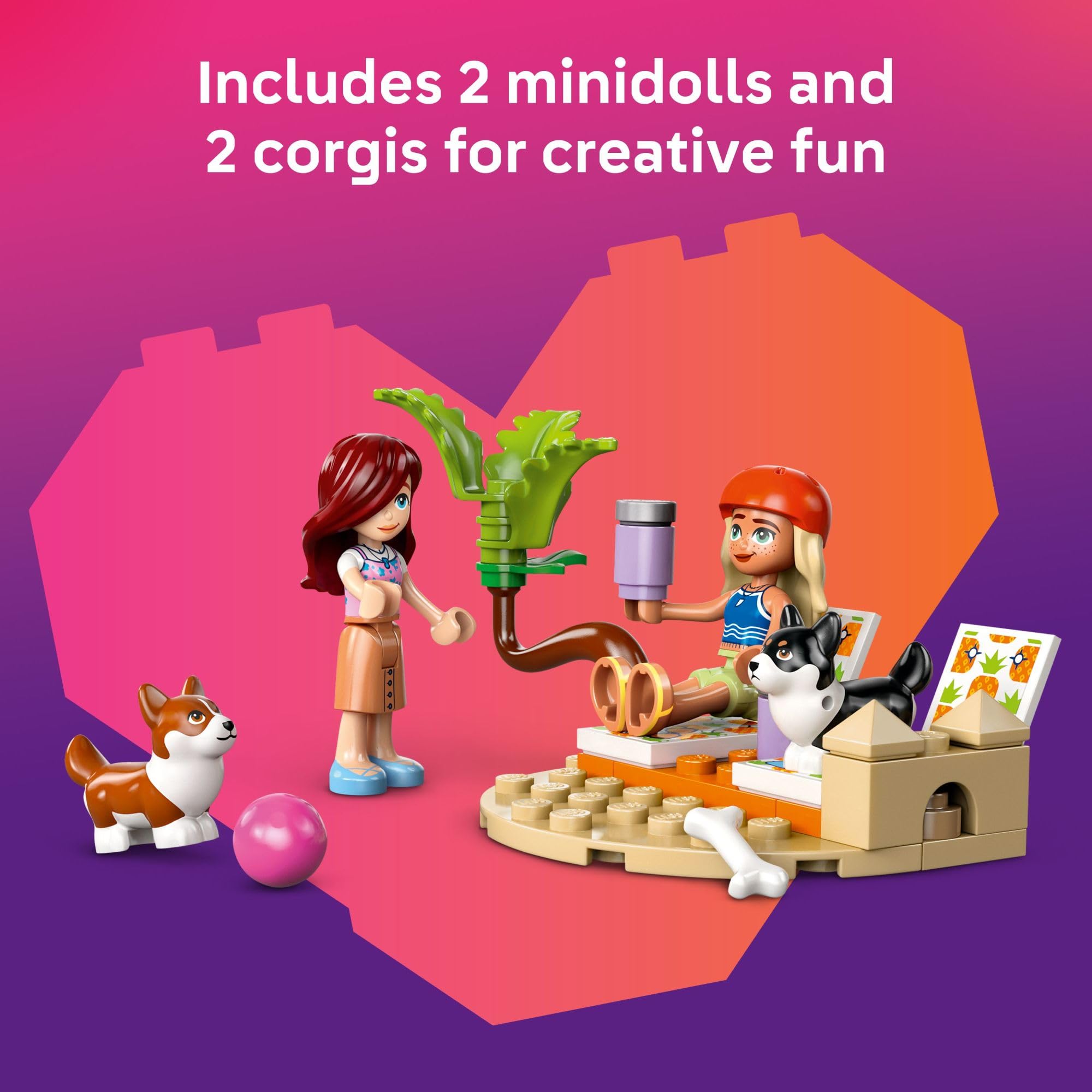 LEGO Friends Surfing Dogs and Scooter Adventure Building Toy Set - Creative Pretend Play for Kids Ages 6+ with 2 Minidolls & 2 Corgi Dogs - Perfect Easter Basket Gift, Birthday Present & STEM Learning Activity - Model 42641 - Great for Imaginative Play, Dog Lovers & Family Bonding Time