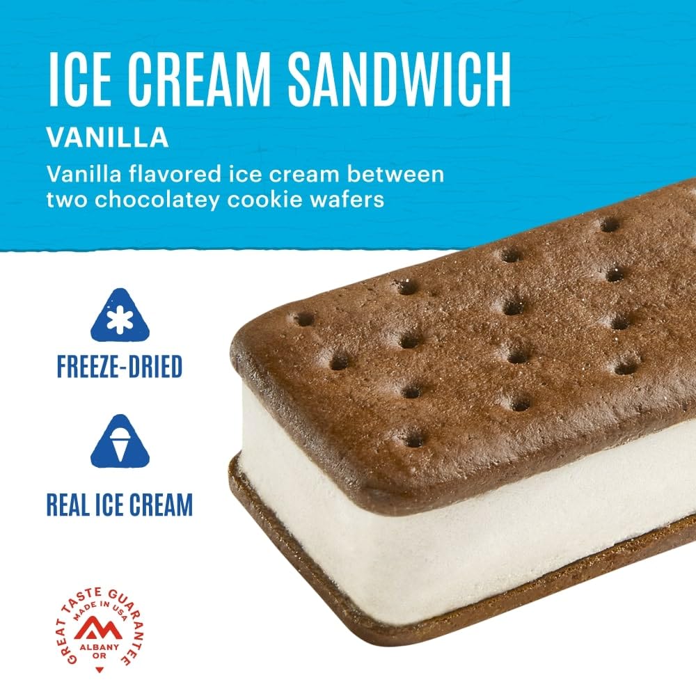 Mountain House Vanilla Ice Cream Sandwich - Freeze Dried Dessert for Backpacking, Camping & Emergency Food Supply | Lightweight Survival Snack | Perfect for Hiking, Outdoor Adventures & Prepper Pantry
