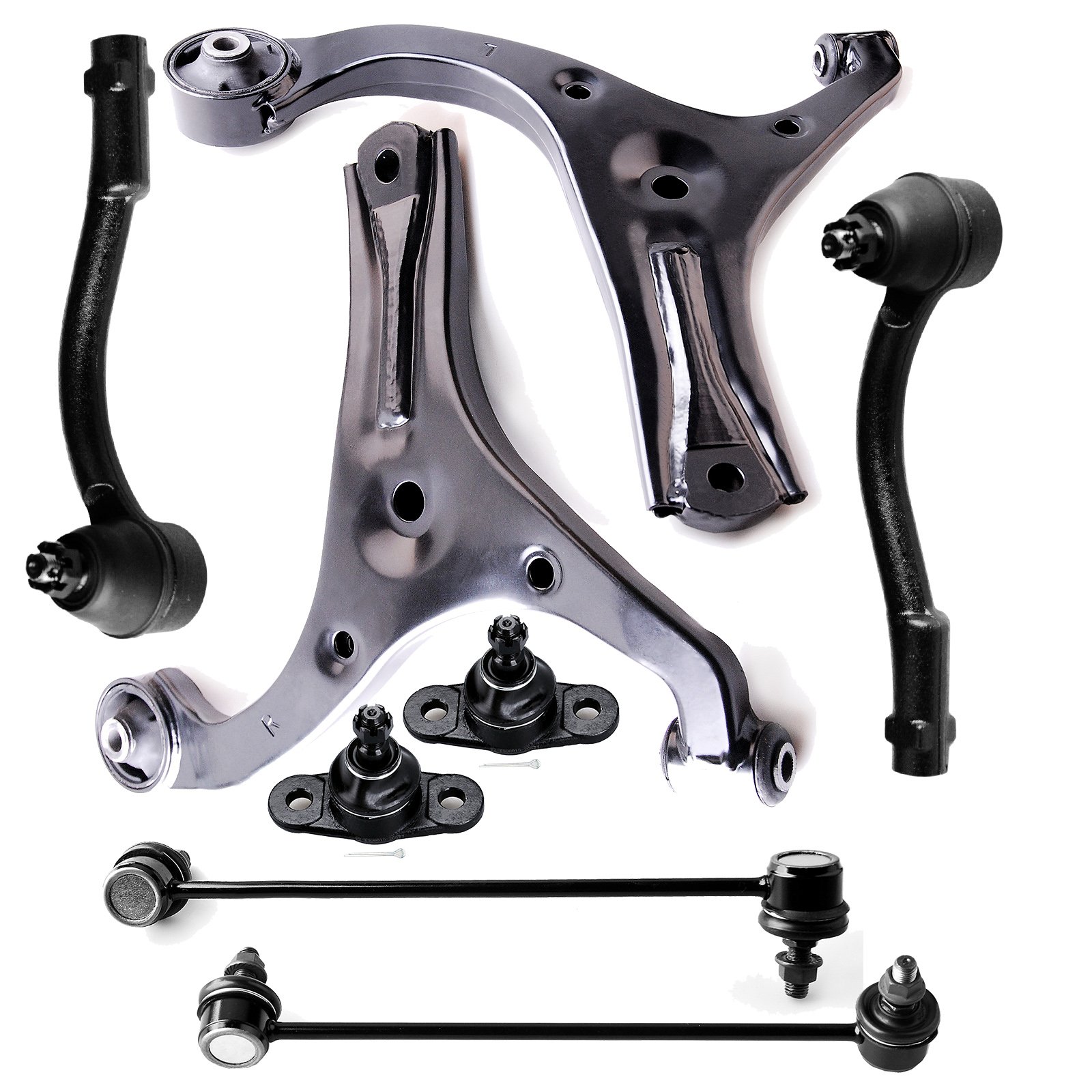 ECCPP Complete Front Suspension Control Arm Kit for 2006-2011 Hyundai Accent - Includes Lower Ball Joints, Control Arms, Sway Bar Links & Tie Rod Ends | Improves Handling & Ride Comfort for Daily Driving & City Commutes